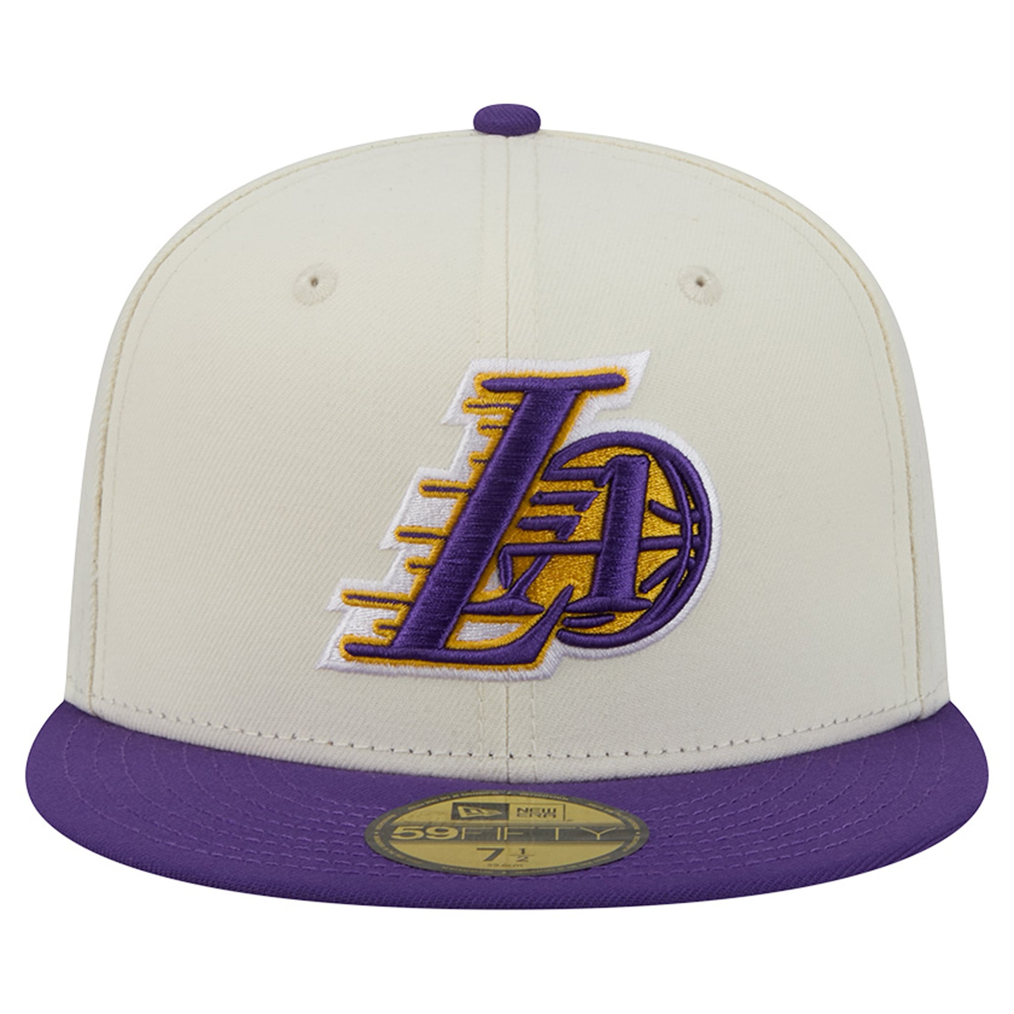 Casquette ajustée New Era Deceptor 59FIFTY crème/violette pour homme, Los Angeles Lakers