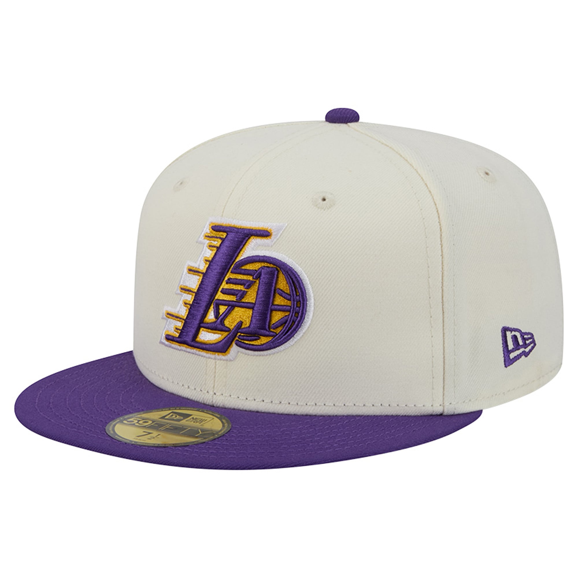 Casquette ajustée New Era Deceptor 59FIFTY crème/violette pour homme, Los Angeles Lakers