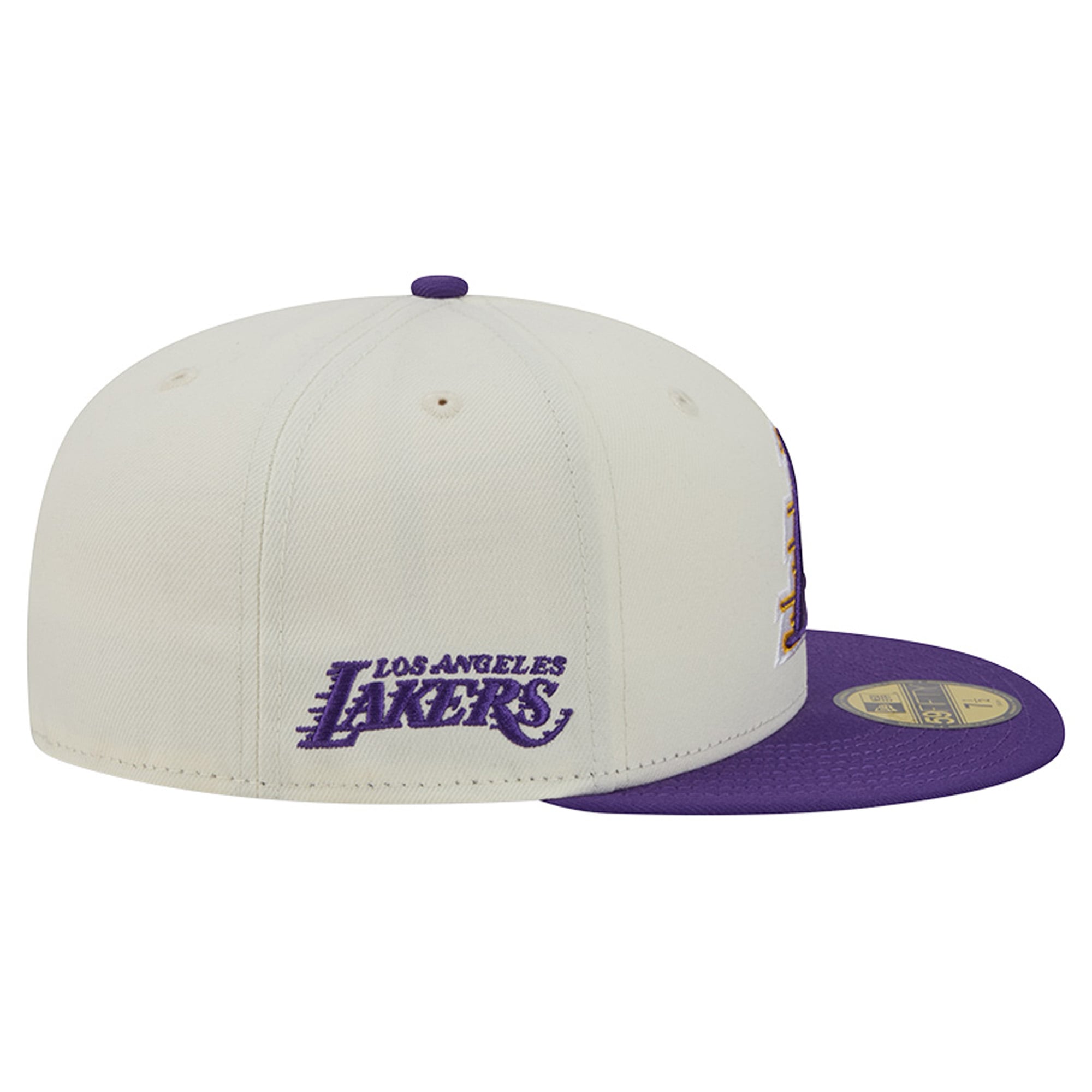 Casquette ajustée New Era Deceptor 59FIFTY crème/violette pour homme, Los Angeles Lakers