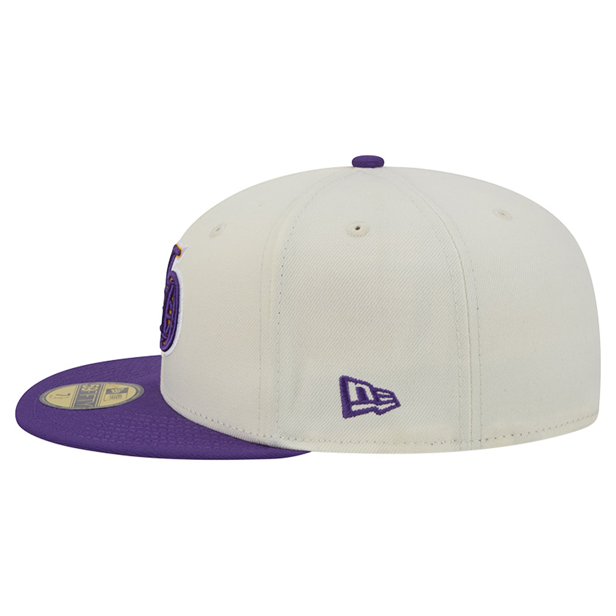 Casquette ajustée New Era Deceptor 59FIFTY crème/violette pour homme, Los Angeles Lakers