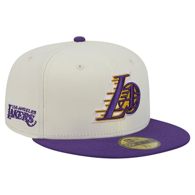Los Angeles Lakers New Era Deceptor 59FIFTY Fitted Hat - Cream/Purple