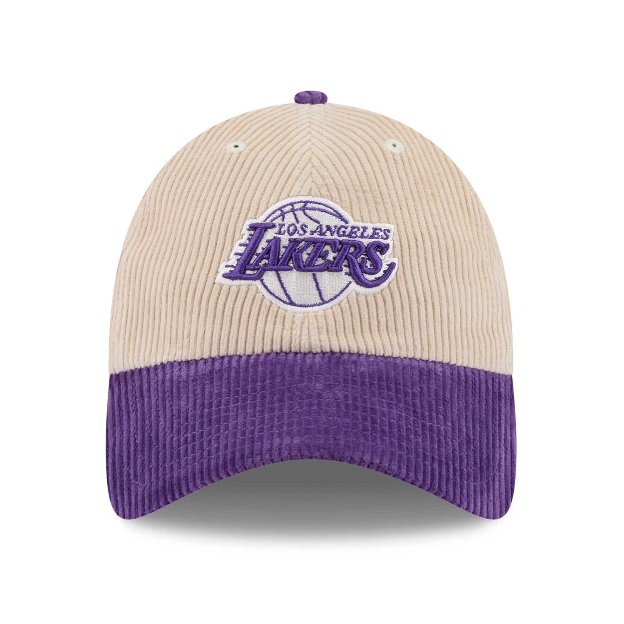 Casquette New Era pour homme, crème/violette, Los Angeles Lakers, en velours côtelé ton sur ton, style classique et ajustable
