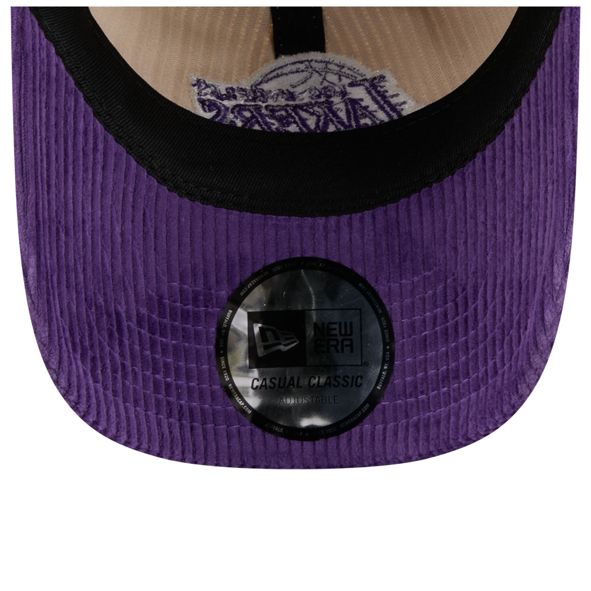 Casquette New Era pour homme, crème/violette, Los Angeles Lakers, en velours côtelé ton sur ton, style classique et ajustable
