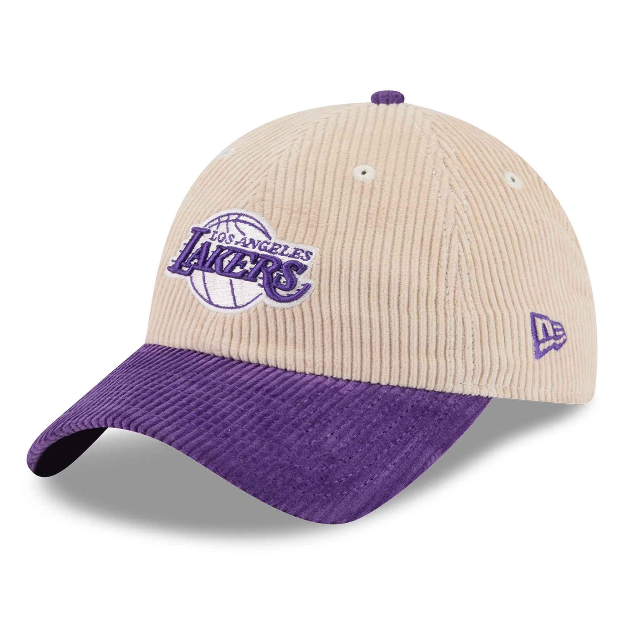 Men's New Era Cream/Purple Los Angeles Lakers Tonal Corduroy Casual Classic Adjustable Hat