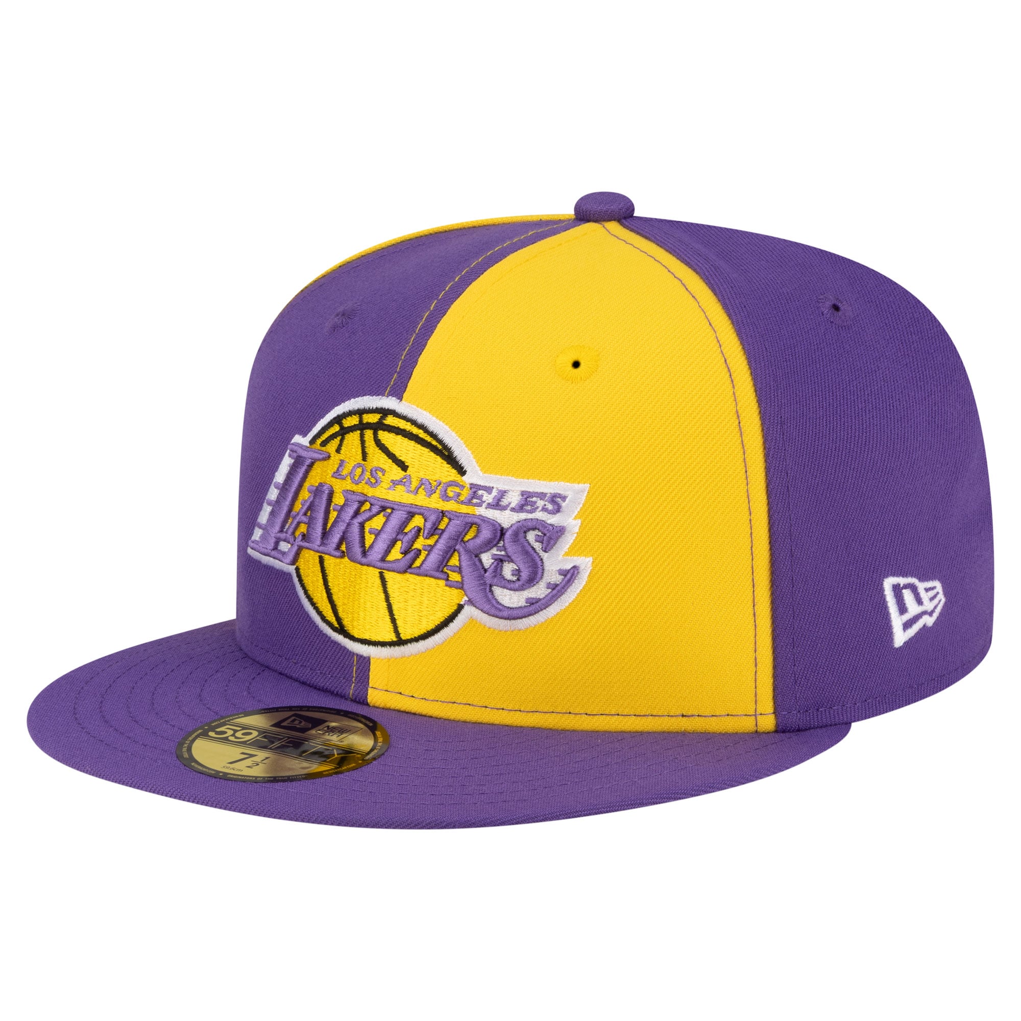 Men's Los Angeles Lakers New Era Gold/Purple 80s Throwback Pinwheel 59FIFTY Fitted Hat
