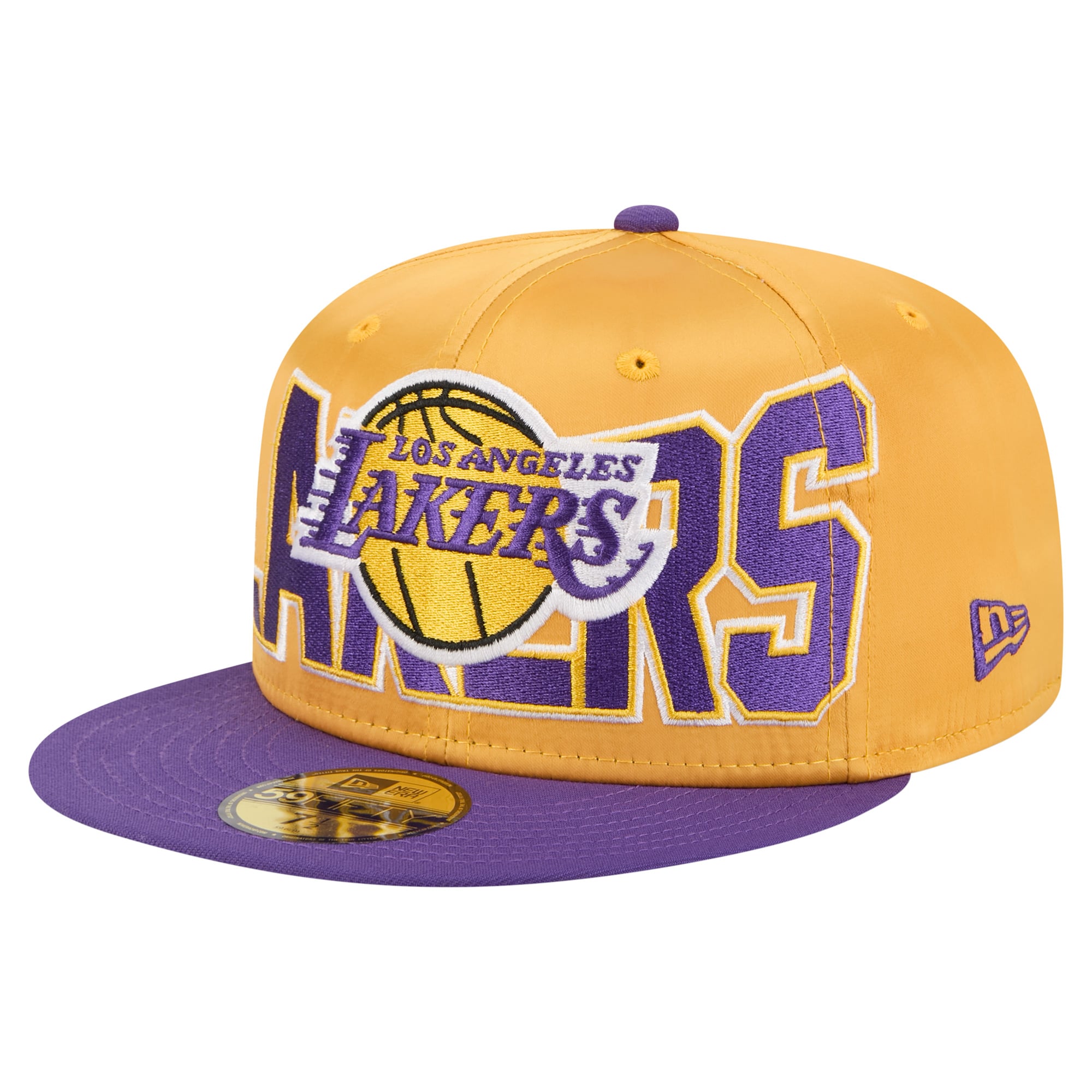 Men's Los Angeles Lakers New Era Gold/Purple Satin Two-Tone 59FIFTY Fitted Hat