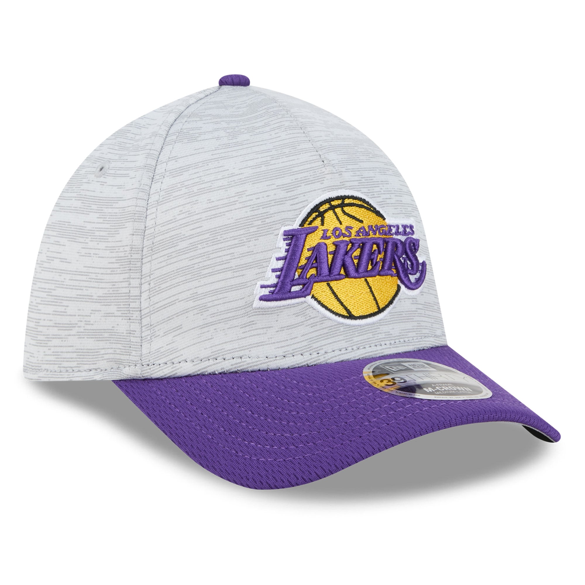 Men's New Era  Gray Los Angeles Lakers 39THIRTY M-Crown Tech Stretch Hat
