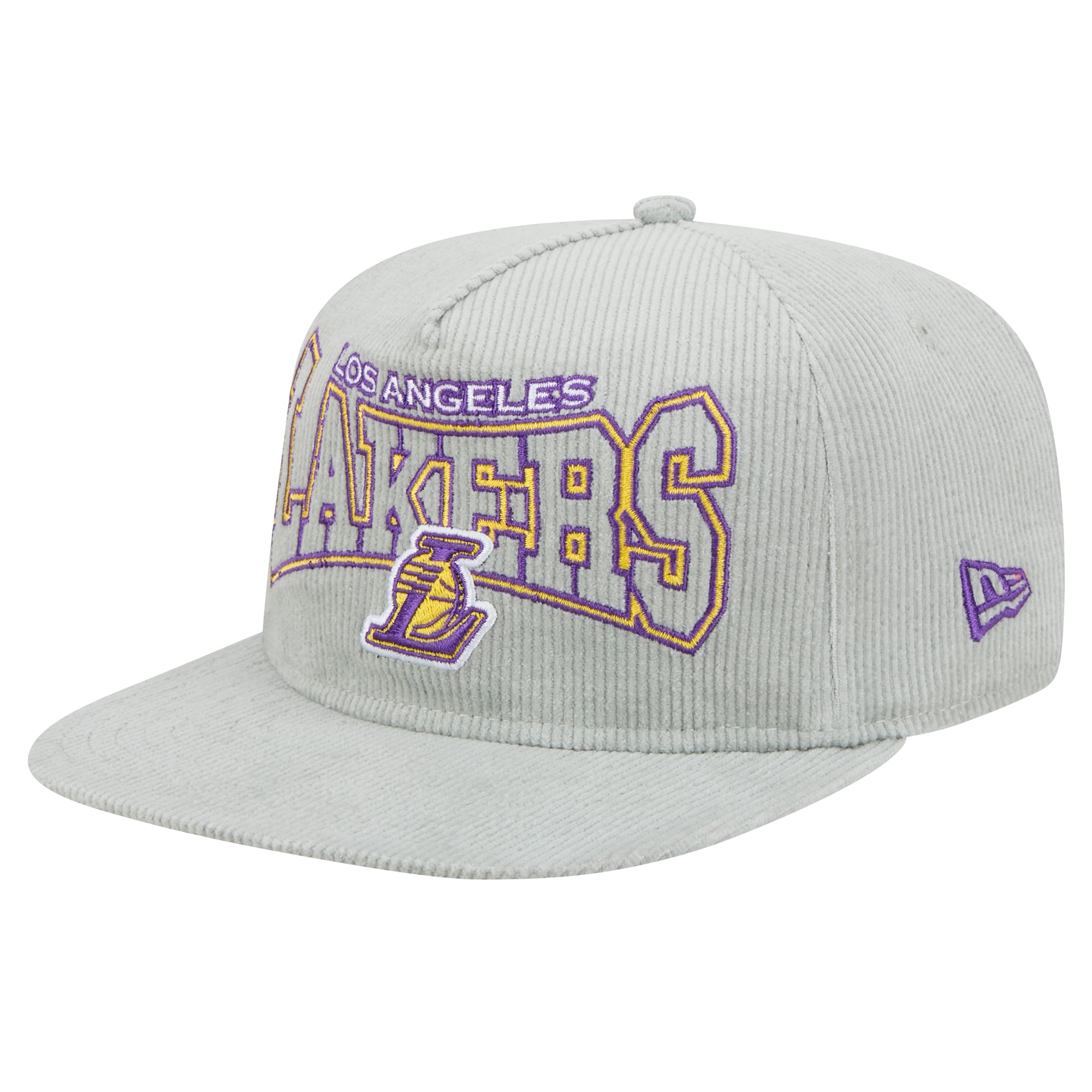Men's Los Angeles Lakers New Era Gray Throwback Corduroy Golfer Snapback Hat