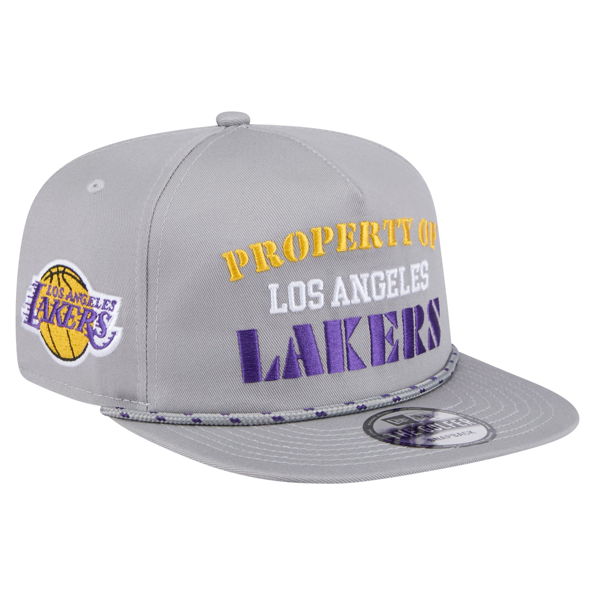 Men's Los Angeles Lakers New Era Gray Throwback Property Of Golfer Snapback Hat