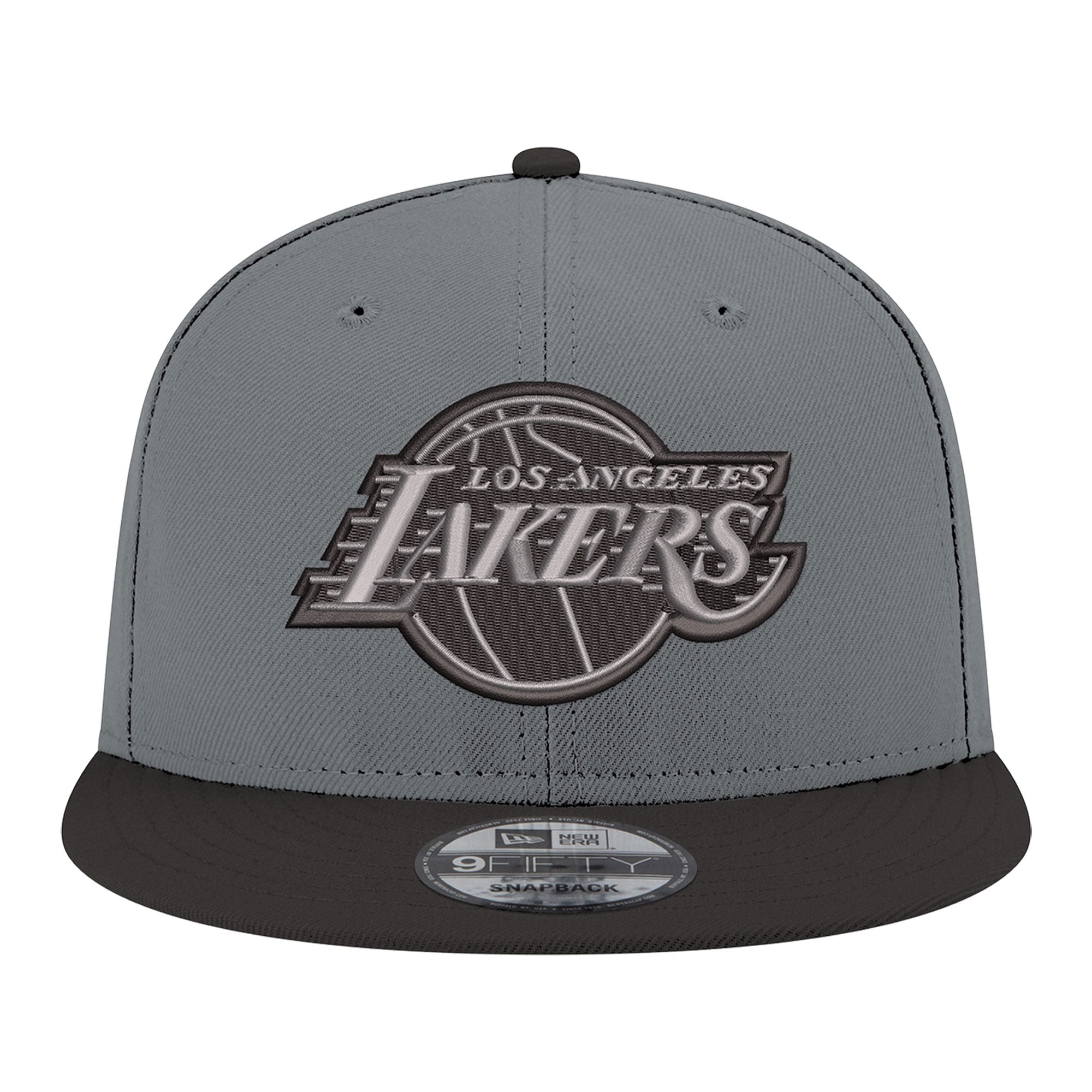 Men's New Era Gray/Black Los Angeles Lakers Logo 2-Tone 9FIFTY Snapback Hat