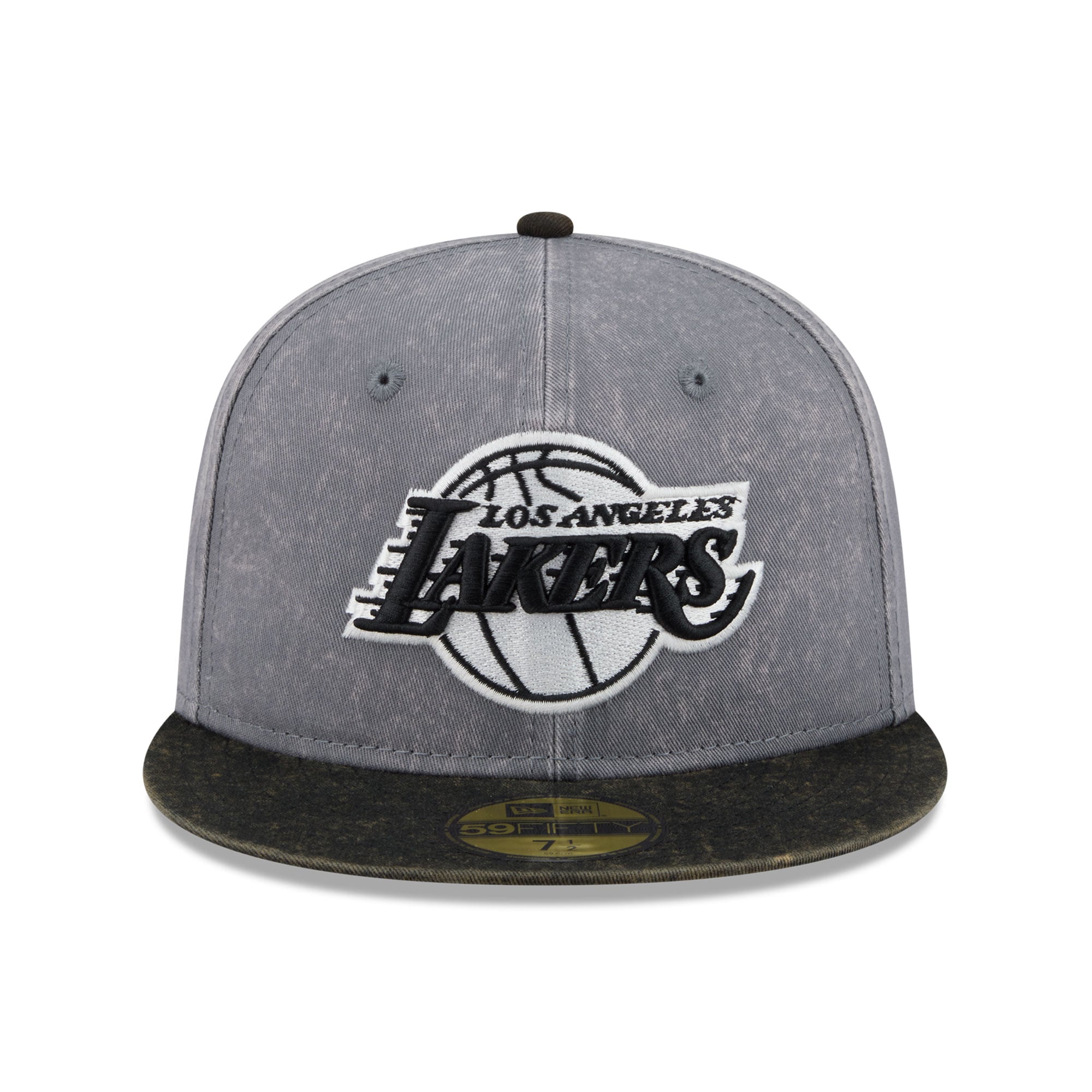 Men's New Era Gray/Black Los Angeles Lakers Washed 59FIFTY Fitted Hat