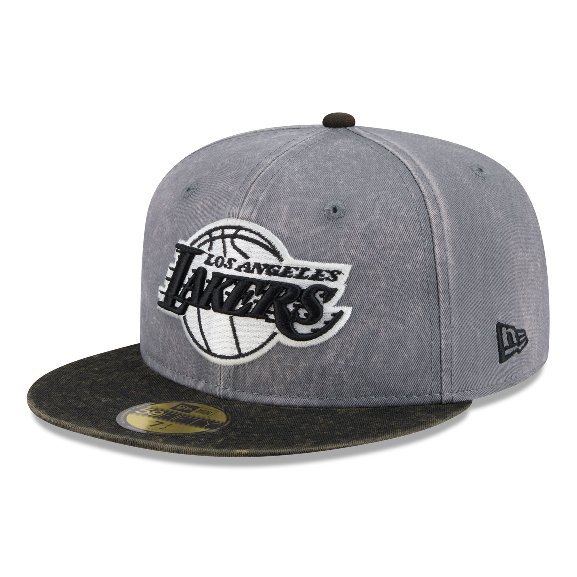 Men's New Era Gray/Black Los Angeles Lakers Washed 59FIFTY Fitted Hat