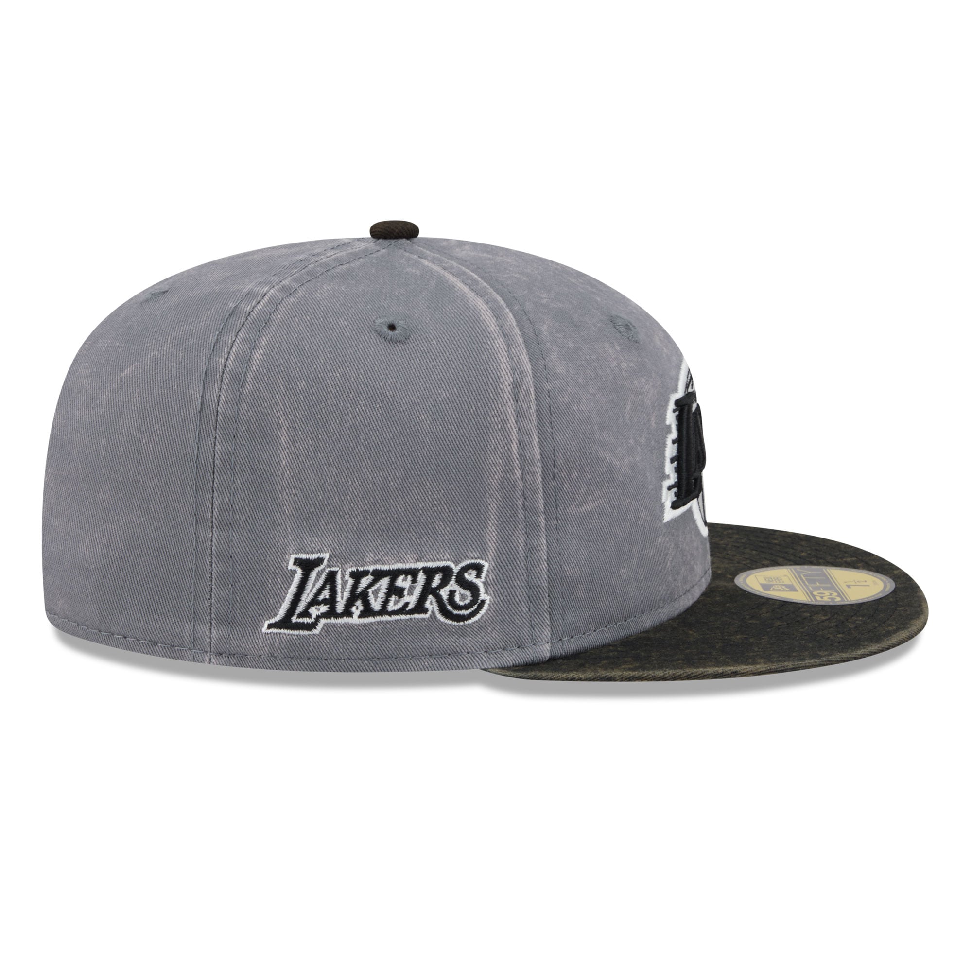 Men's New Era Gray/Black Los Angeles Lakers Washed 59FIFTY Fitted Hat
