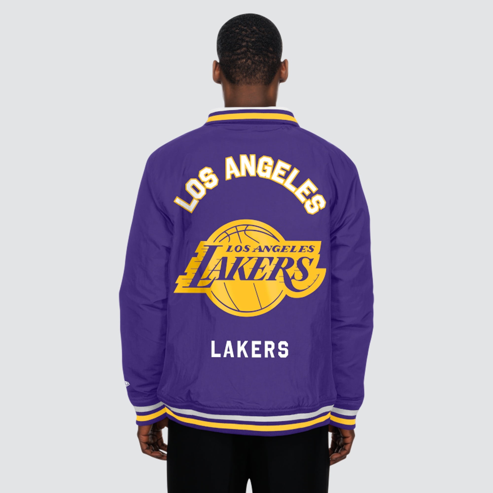 Men's New Era Purple Los Angeles Lakers Fan Nylon Crinkle Full-Zip Jacket