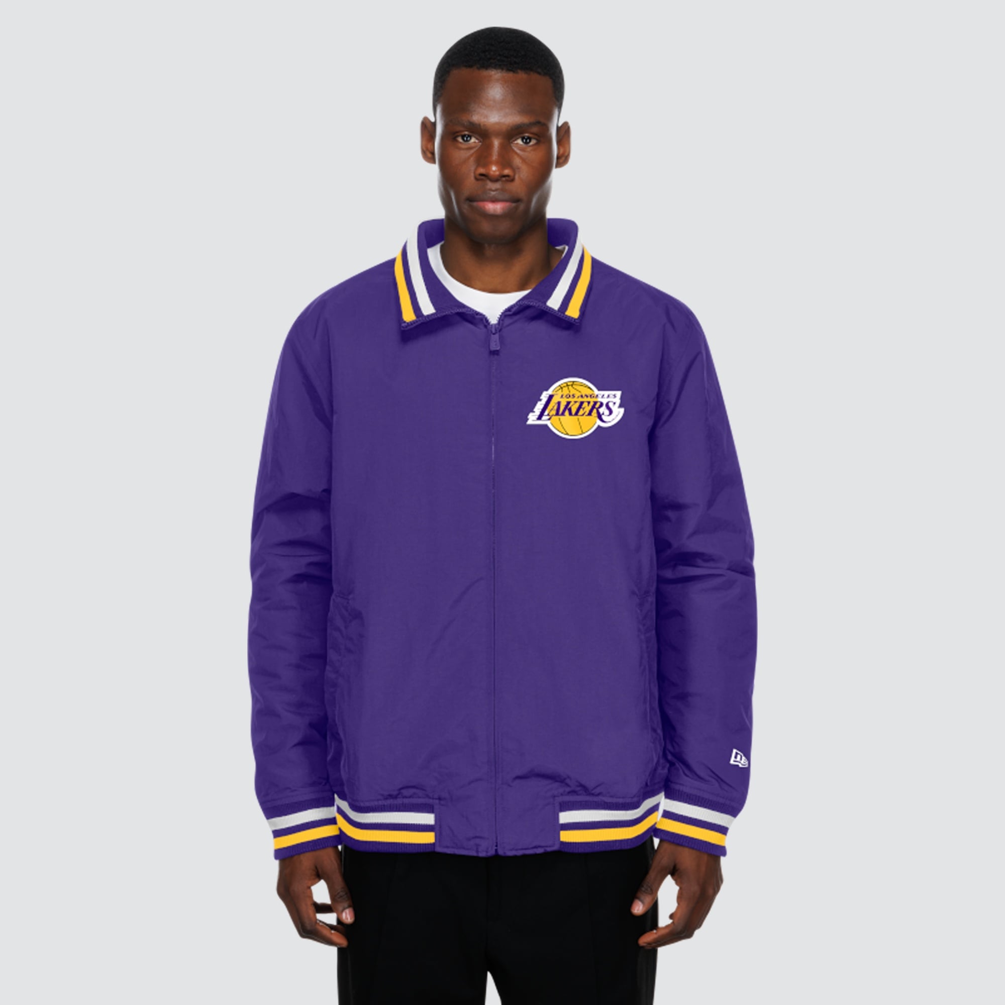 Men's New Era Purple Los Angeles Lakers Fan Nylon Crinkle Full-Zip Jacket