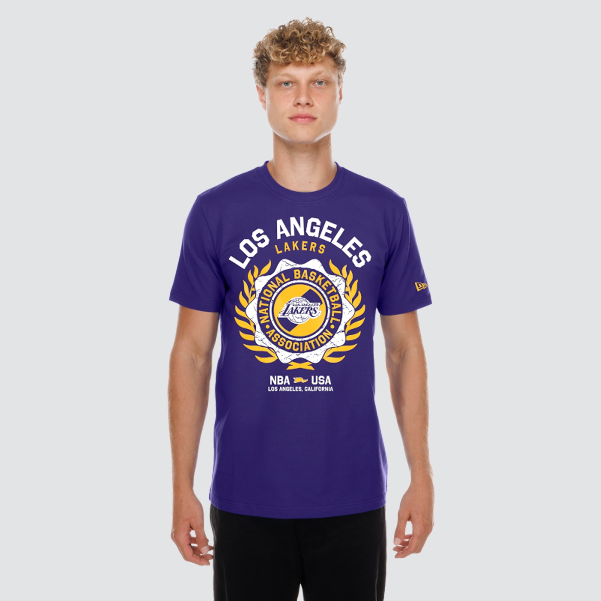 T-shirt floqué New Era violet Los Angeles Lakers pour homme