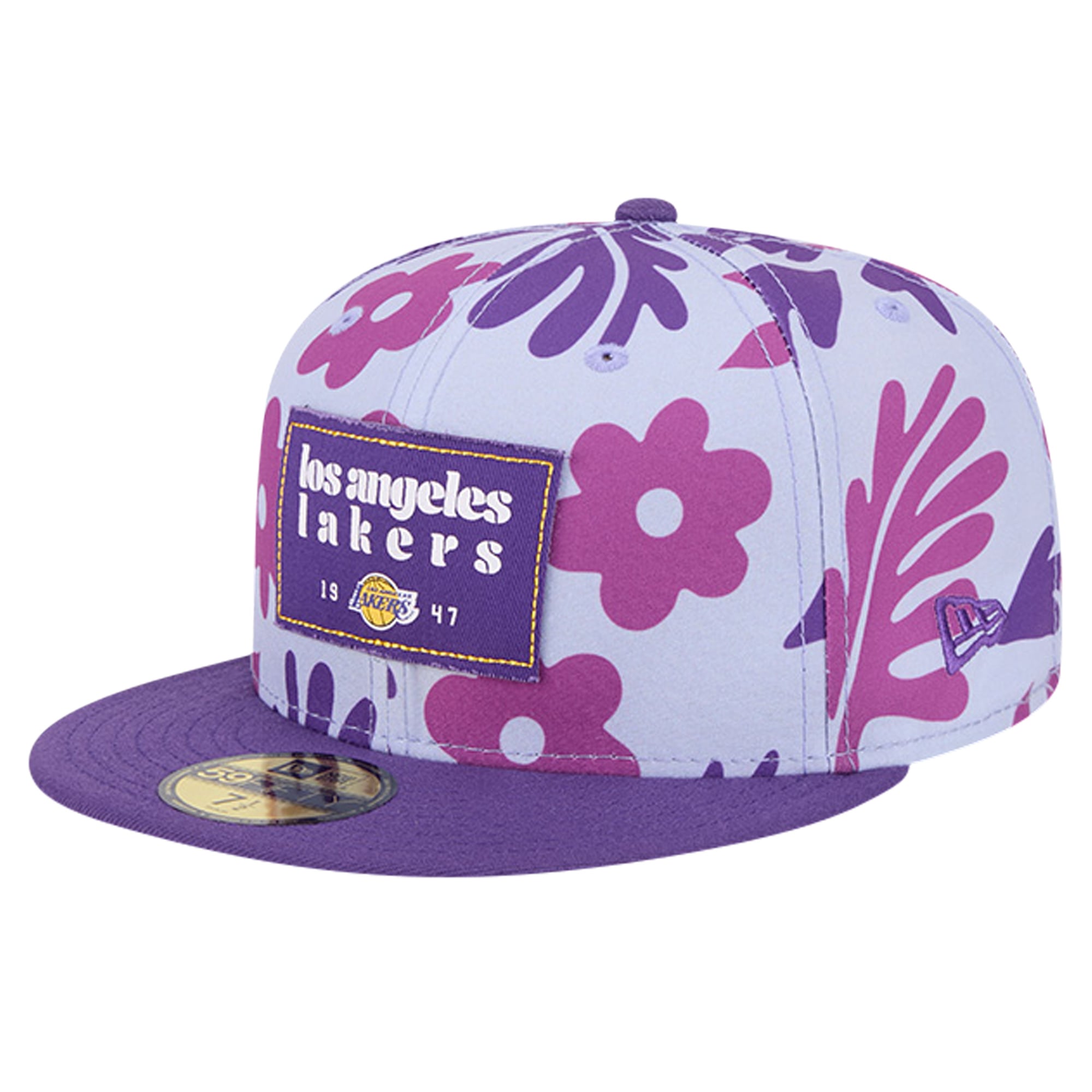 Men's Los Angeles Lakers New Era Purple Palm Fronds 2-Tone 59FIFTY Fitted Hat