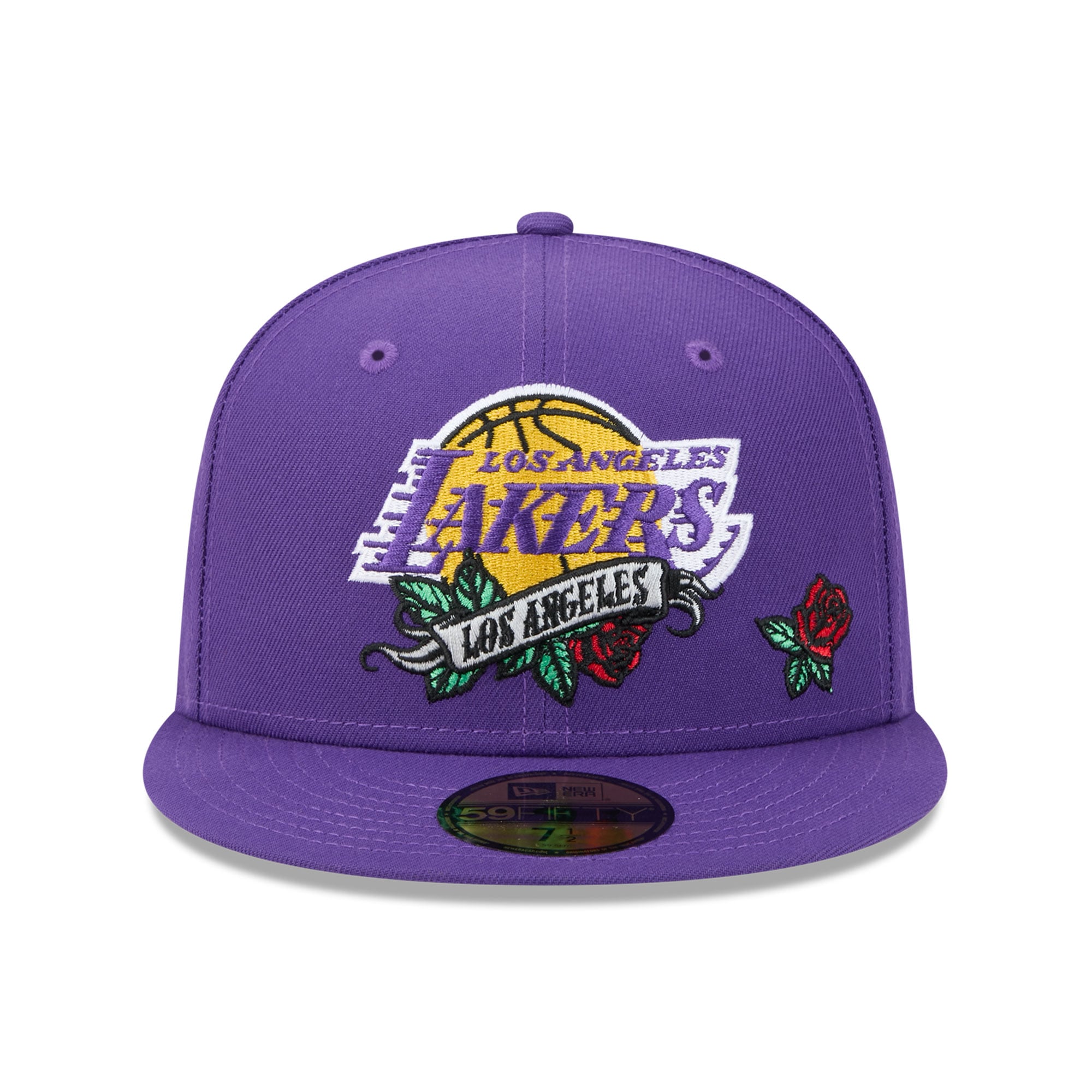 Casquette ajustée New Era 59FIFTY violette pour homme, motif bannière rose des Los Angeles Lakers