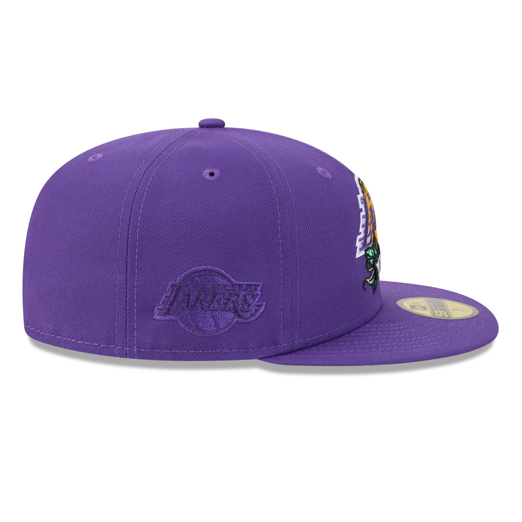 Casquette ajustée New Era 59FIFTY violette pour homme, motif bannière rose des Los Angeles Lakers