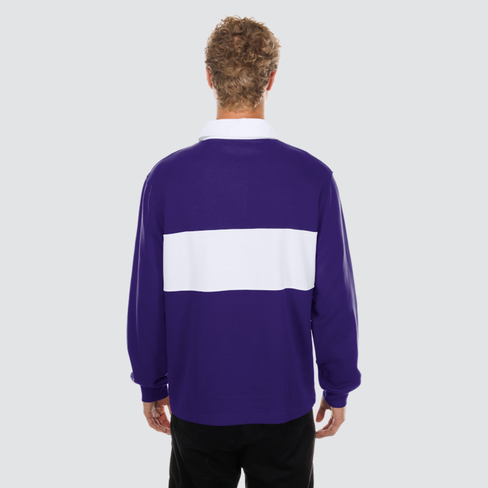 Polo de rugby à manches longues New Era violet Los Angeles Lakers pour homme