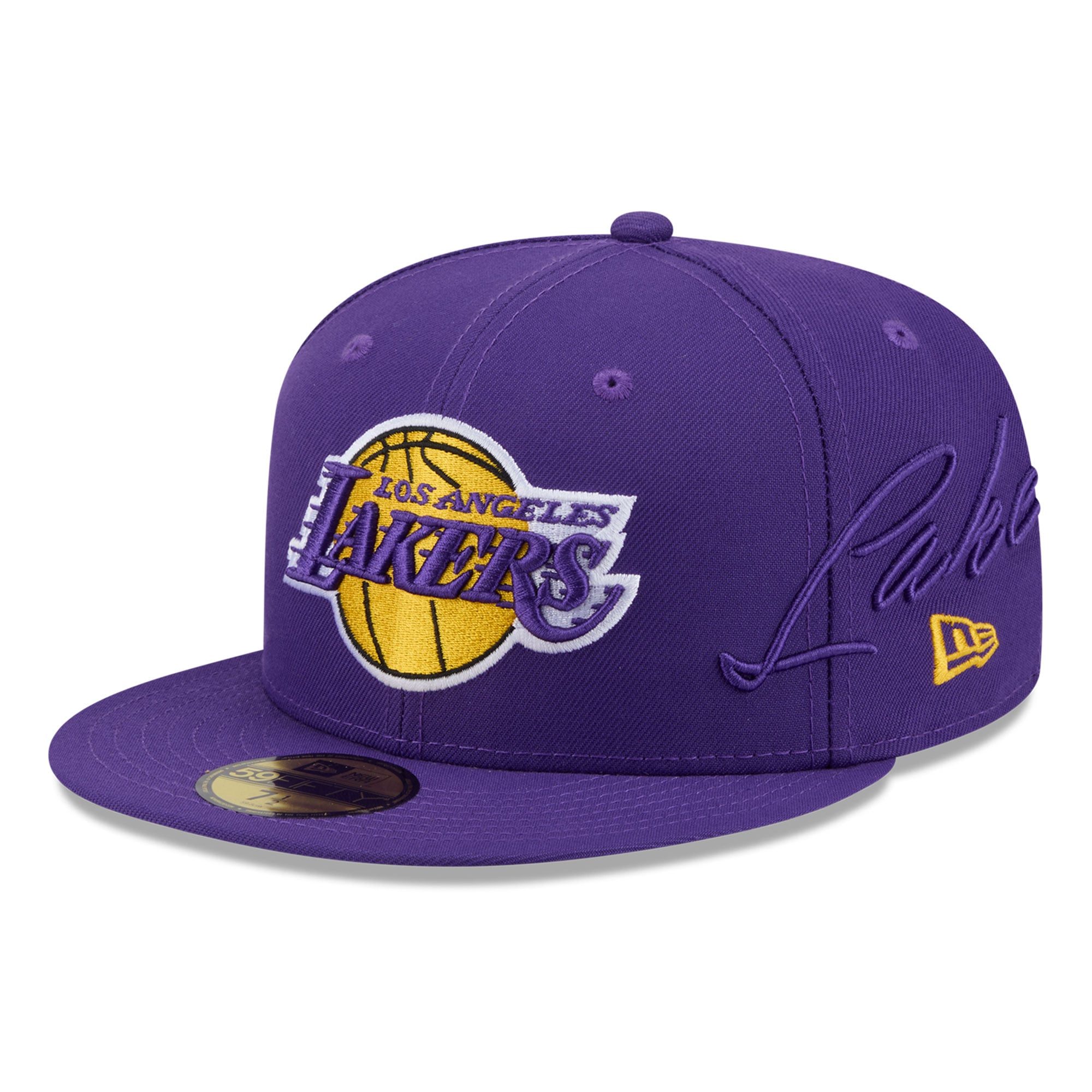 Casquette ajustée New Era 59FIFTY violette pour homme, logo Los Angeles Lakers sur le côté.