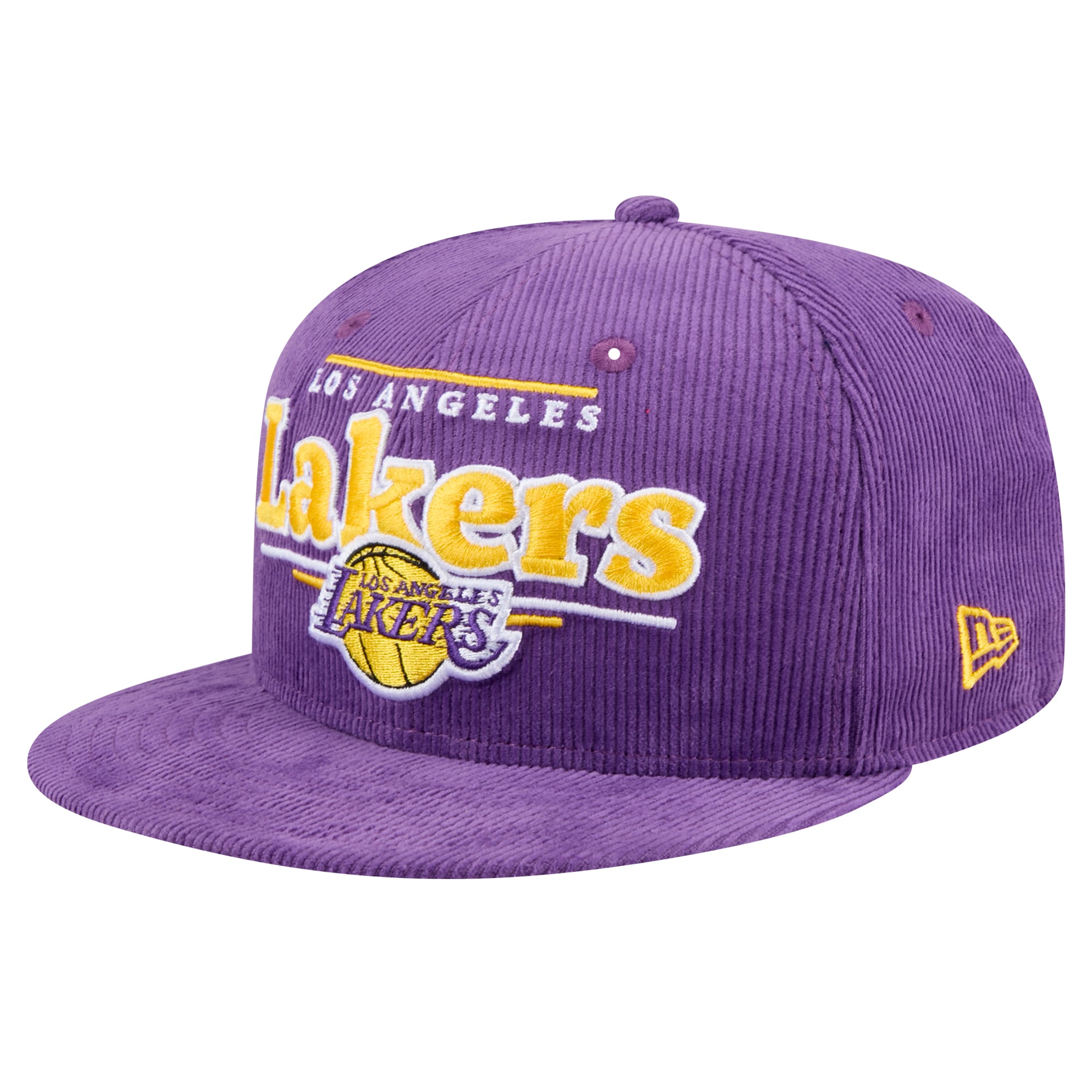 Men's Los Angeles Lakers New Era Purple Throwback Display Corduroy 9FIFTY Snapback Hat