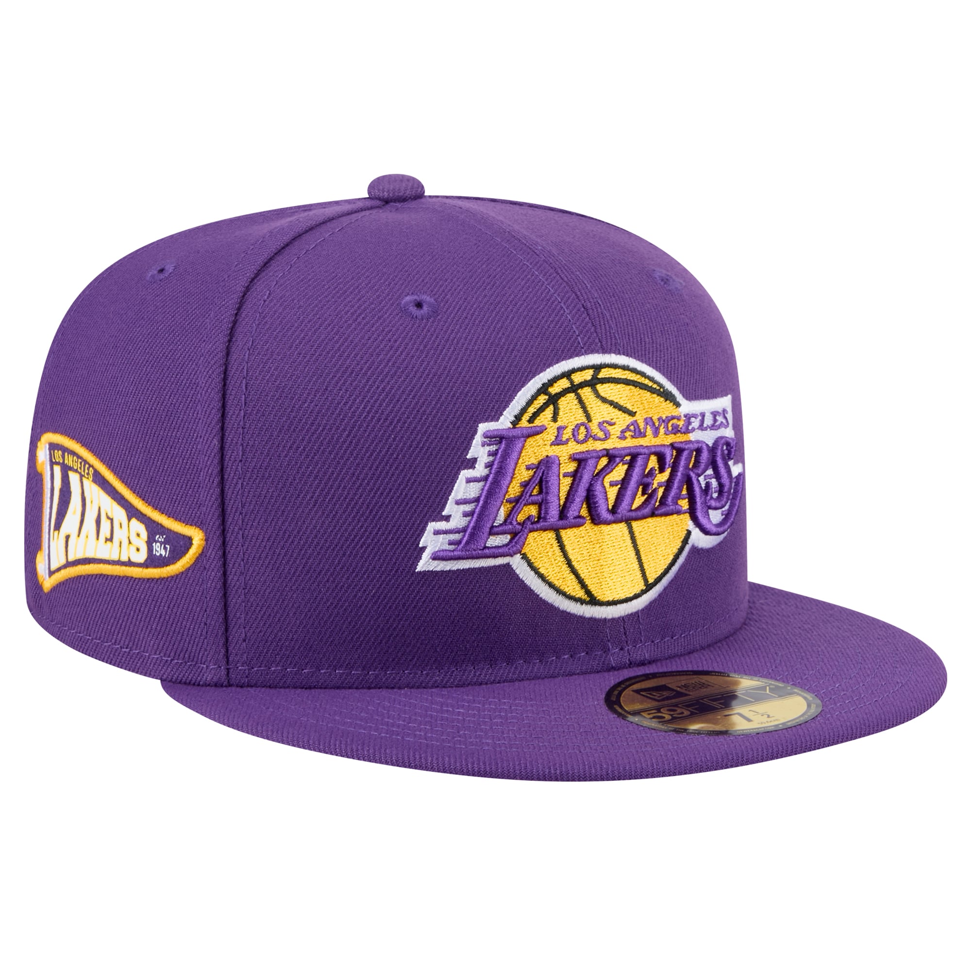 Men's Los Angeles Lakers New Era Purple Throwback Pennant 59FIFTY Fitted Hat