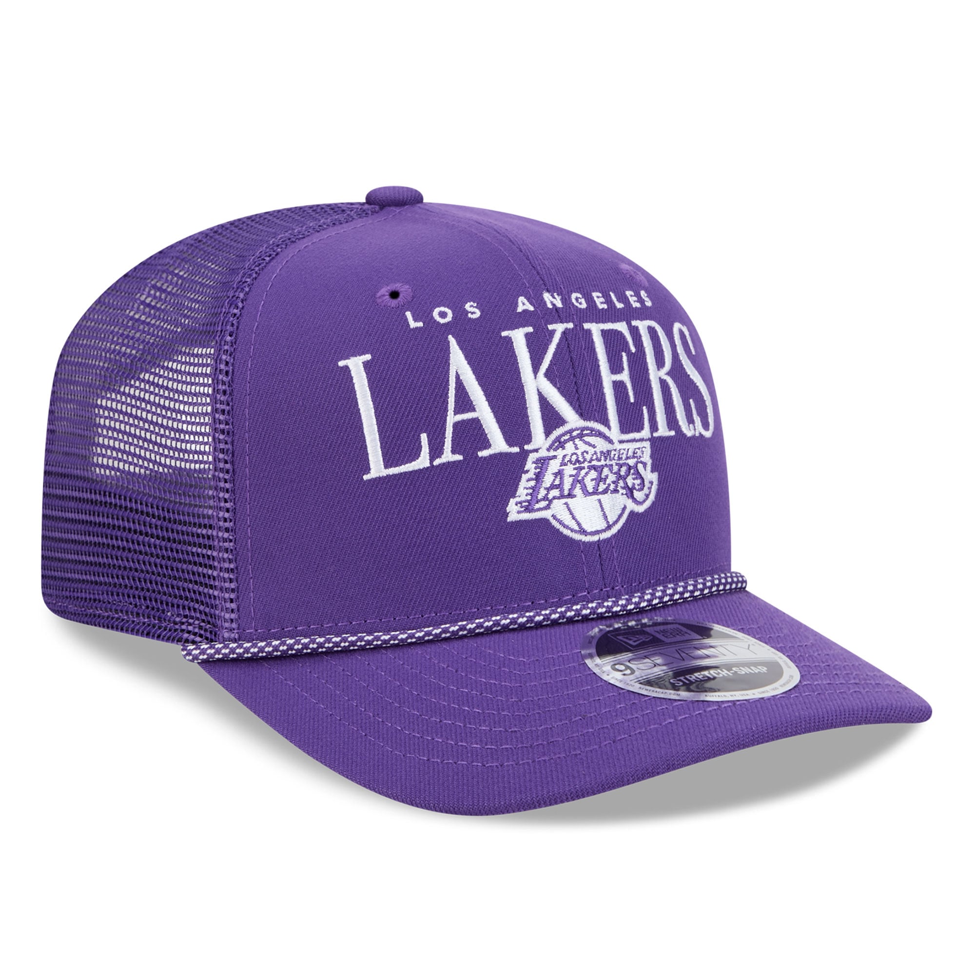Casquette trucker ajustable New Era pour homme, modèle Los Angeles Lakers, violette, couleur ton sur ton 9SEVENTY