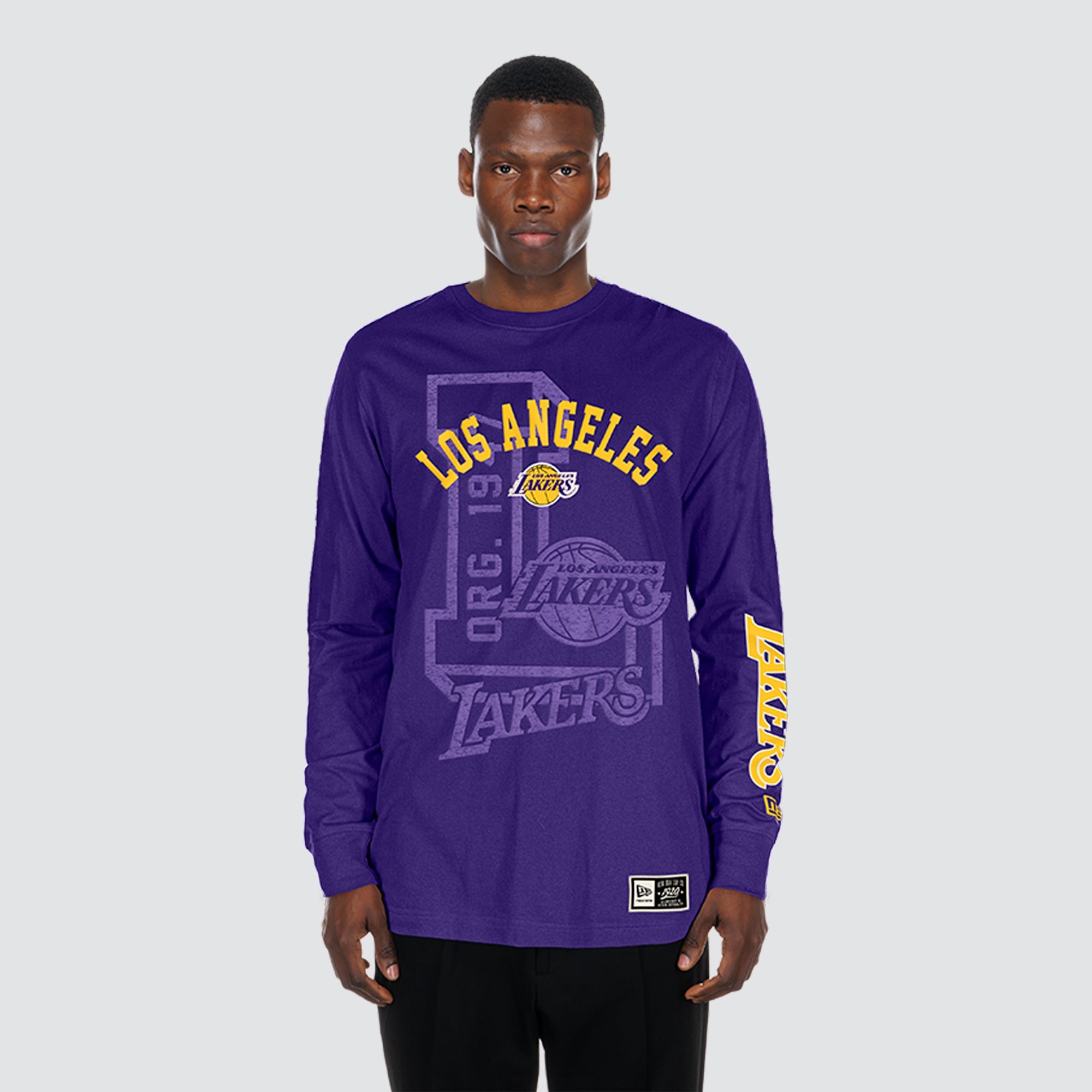 T-shirt à manches longues New Era violet Los Angeles Lakers pour homme