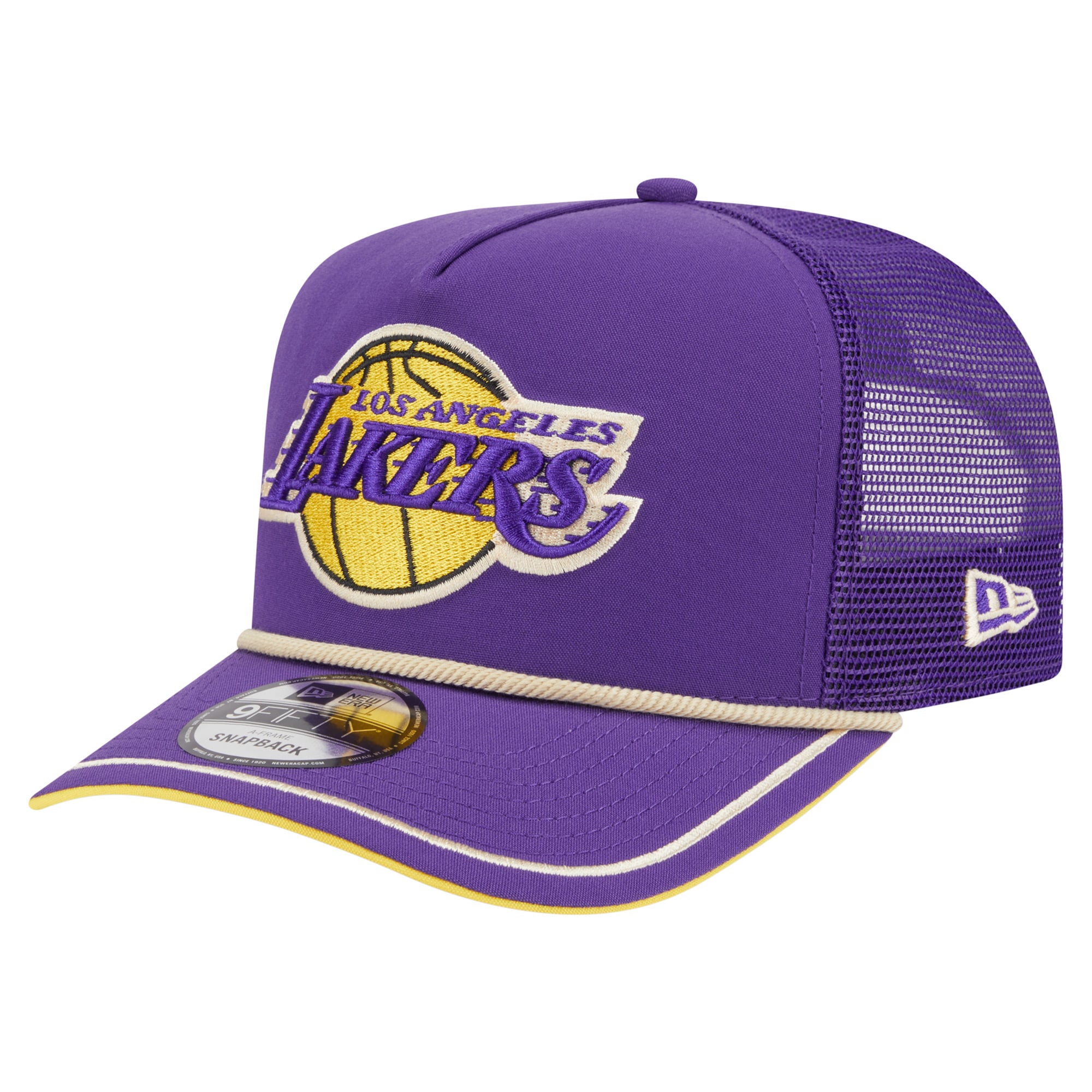 Men's Los Angeles Lakers New Era Purple Vintage Team Rope A-Frame 9FIFTY Snapback Hat