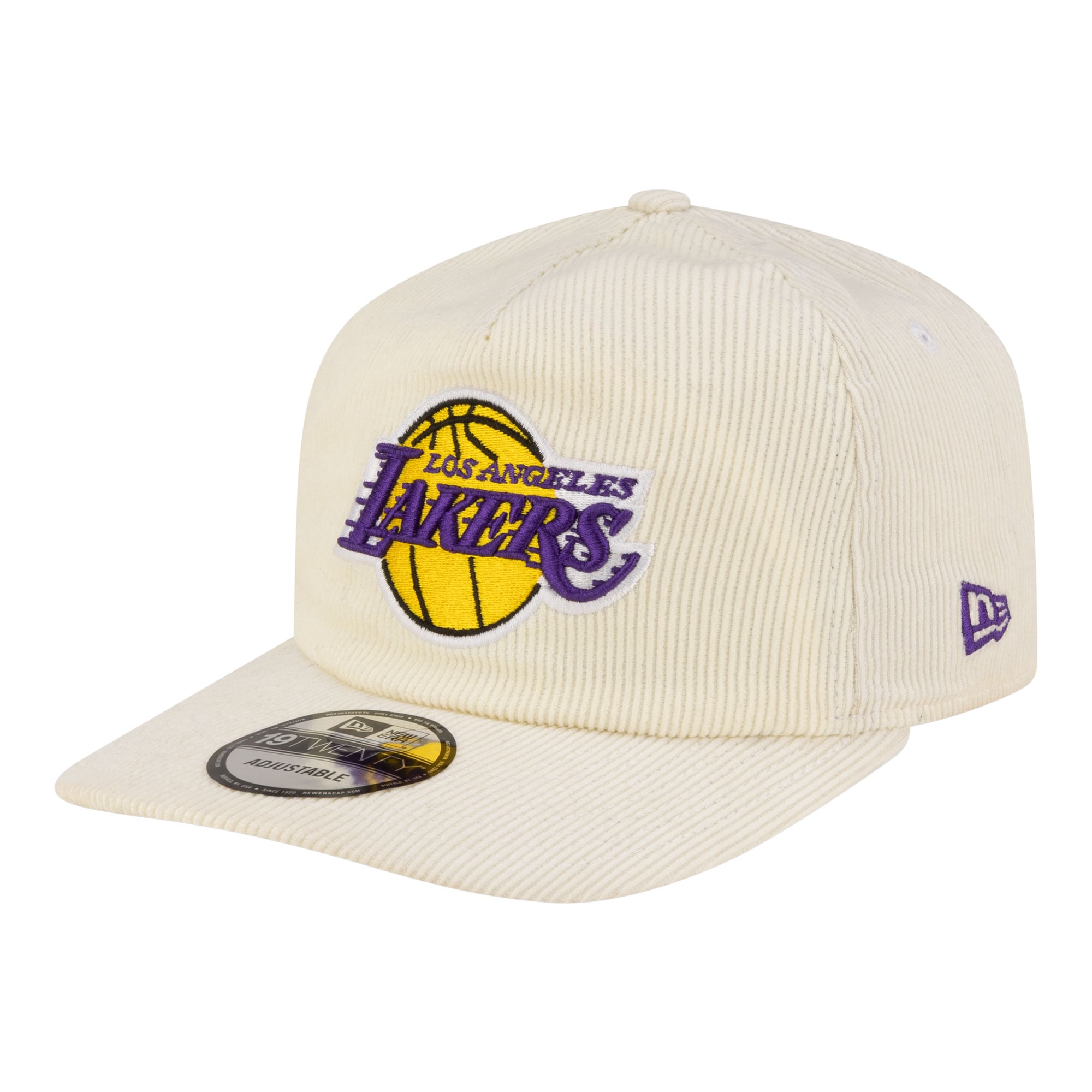 Men's New Era White Los Angeles Lakers 19TWENTY 80s Chrome Corduroy Adjustable Hat