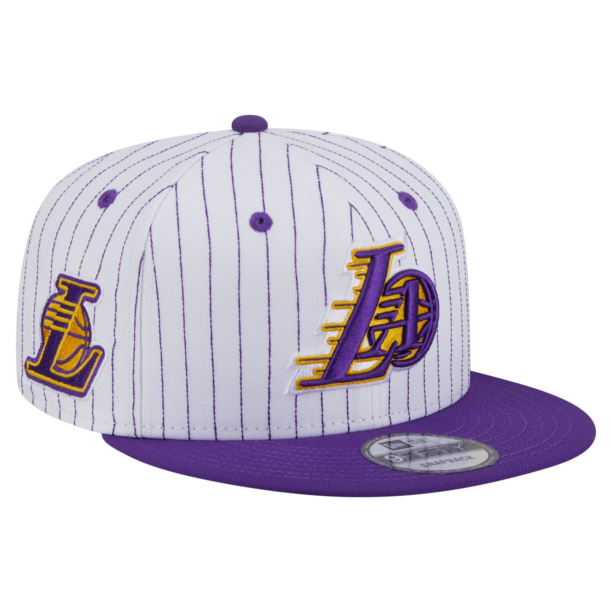 Men's Los Angeles Lakers New Era White Deceptor Pinstripe 9FIFTY Snapback Hat