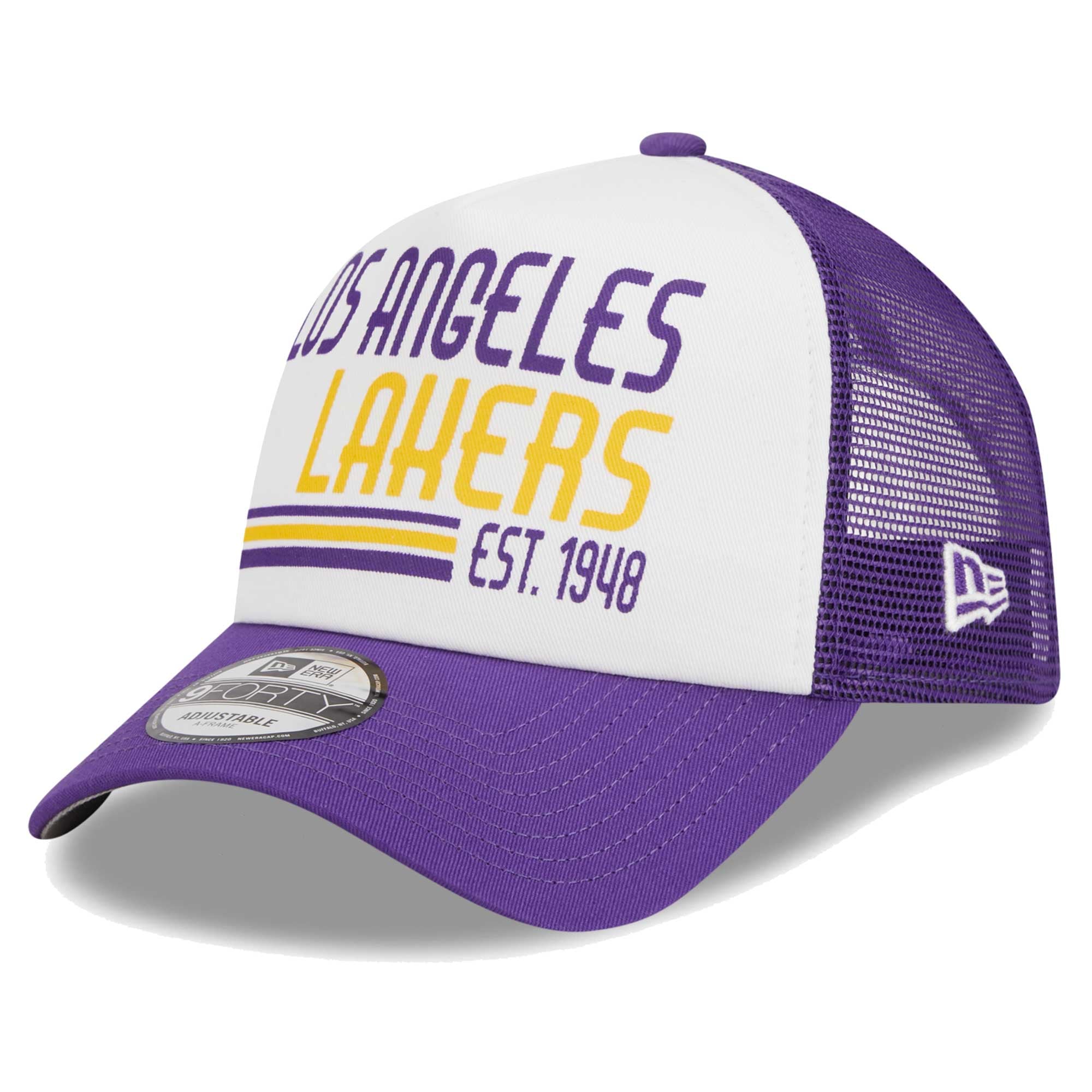 Men's Los Angeles Lakers New Era White Lift Pass Foam Front Trucker 9FORTY Adjustable Hat