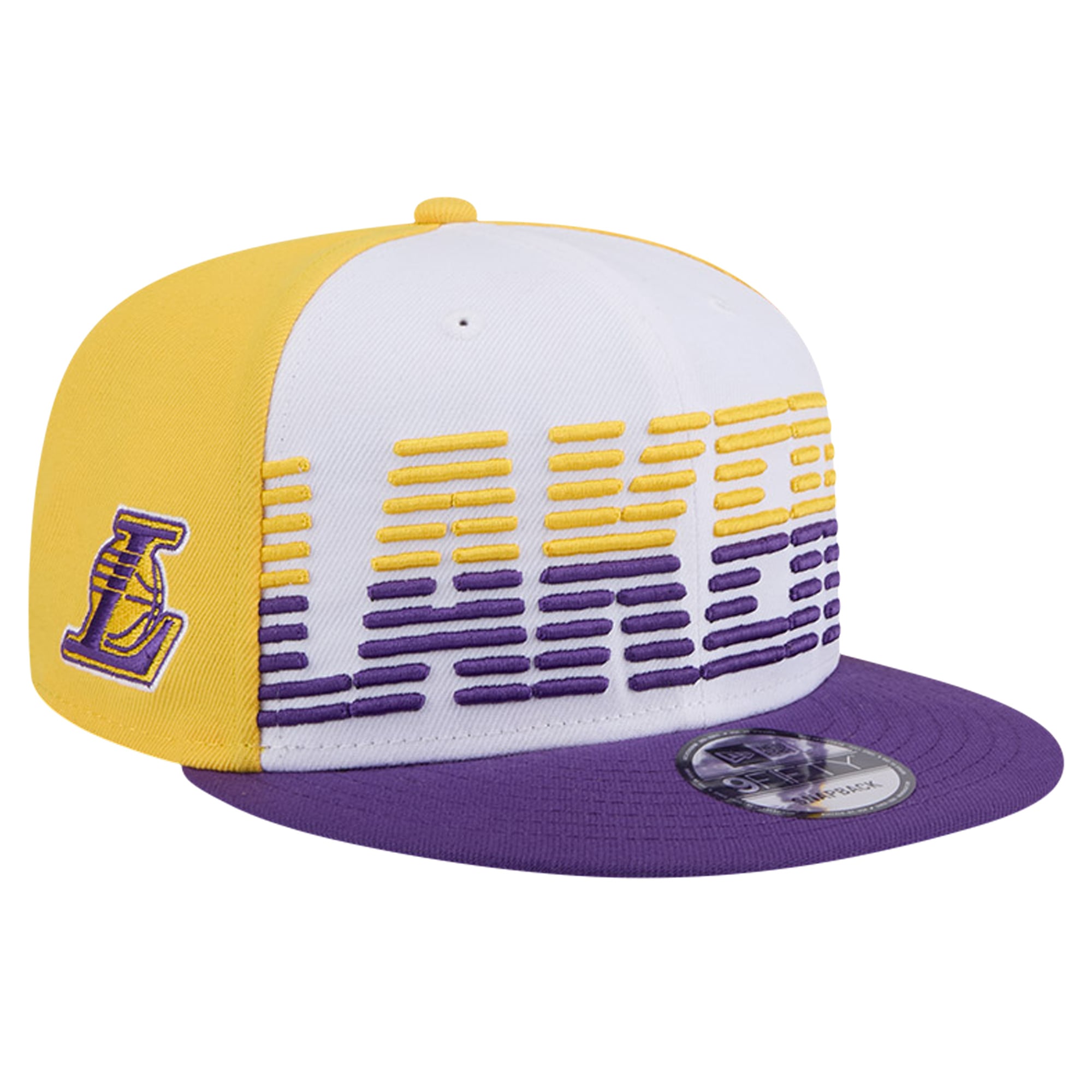 Men's Los Angeles Lakers New Era White/Purple Throwback Gradient Tech Font 9FIFTY Snapback Hat