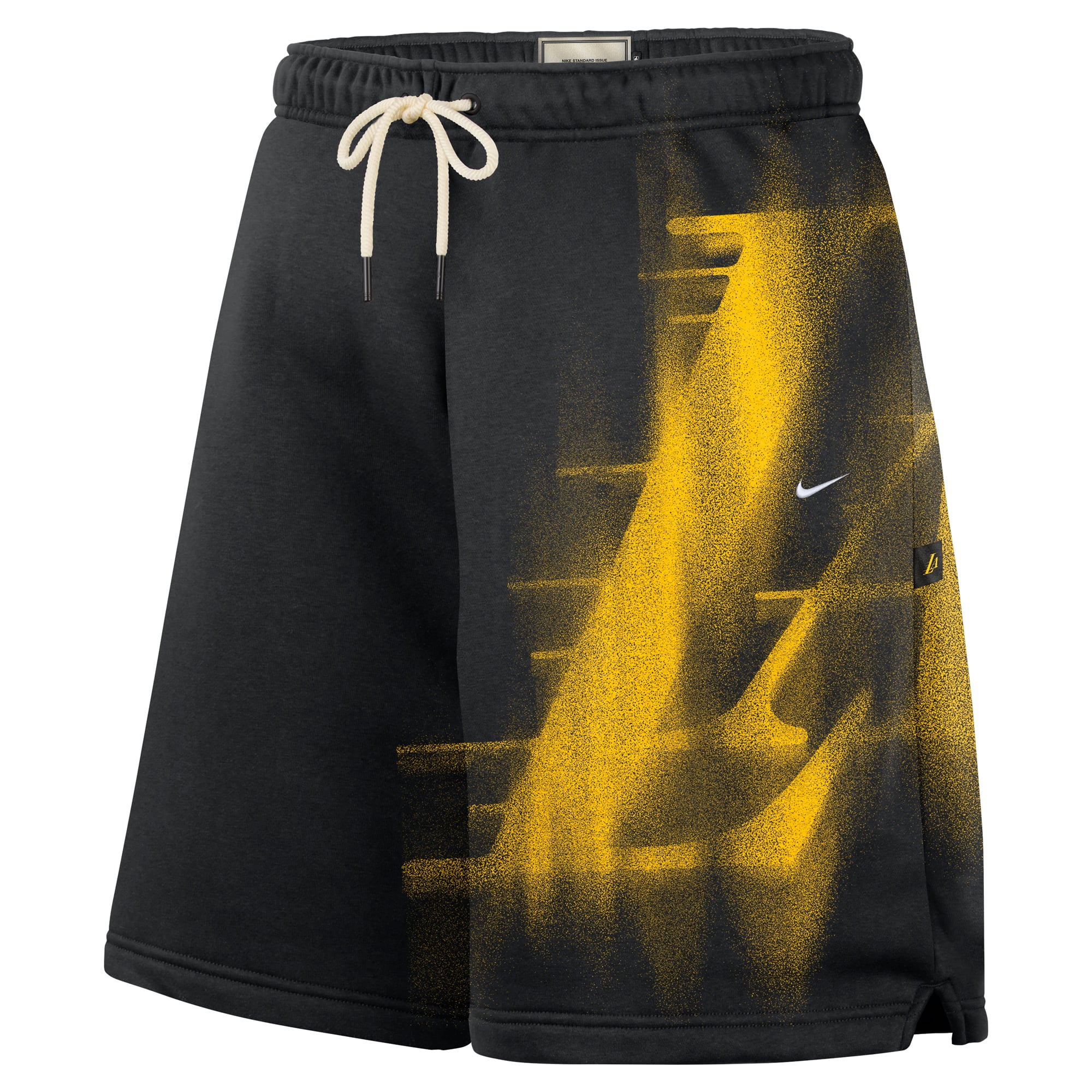 Short de sport Nike Icon en polaire noire Los Angeles Lakers 2026 Standard Issue pour homme