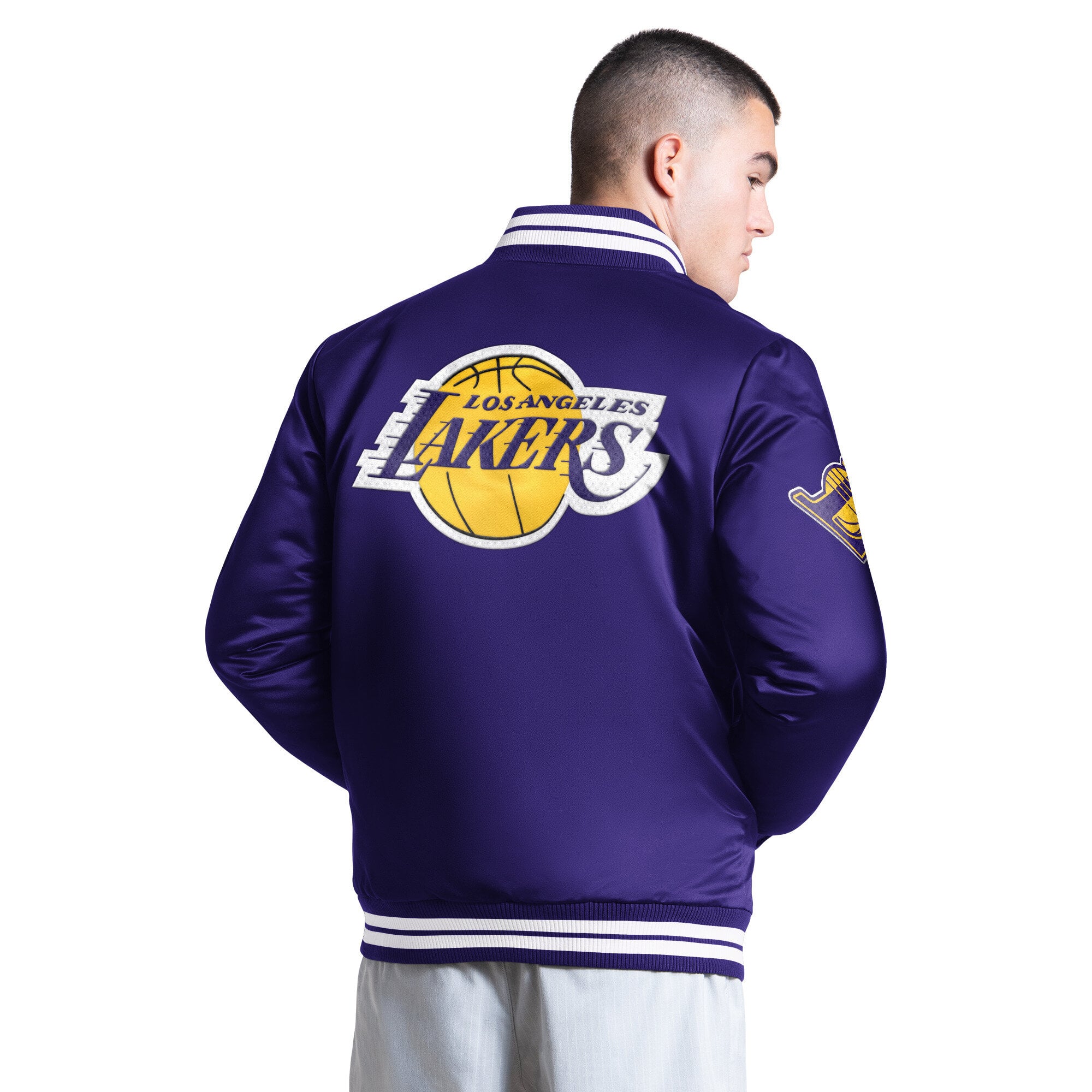 Veste universitaire Starter violette Los Angeles Lakers Elite à boutons-pression pour homme