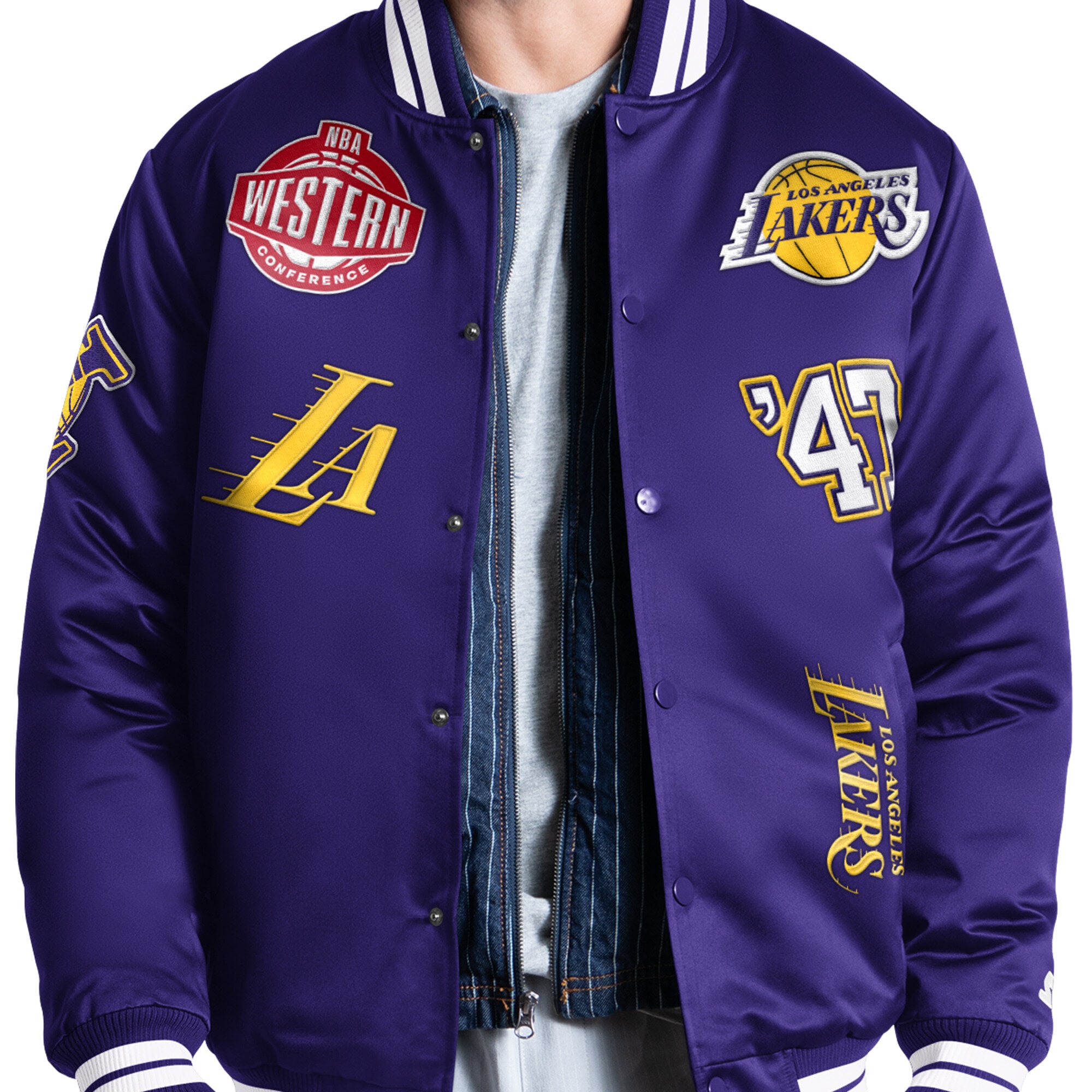 Veste universitaire Starter violette Los Angeles Lakers Elite à boutons-pression pour homme