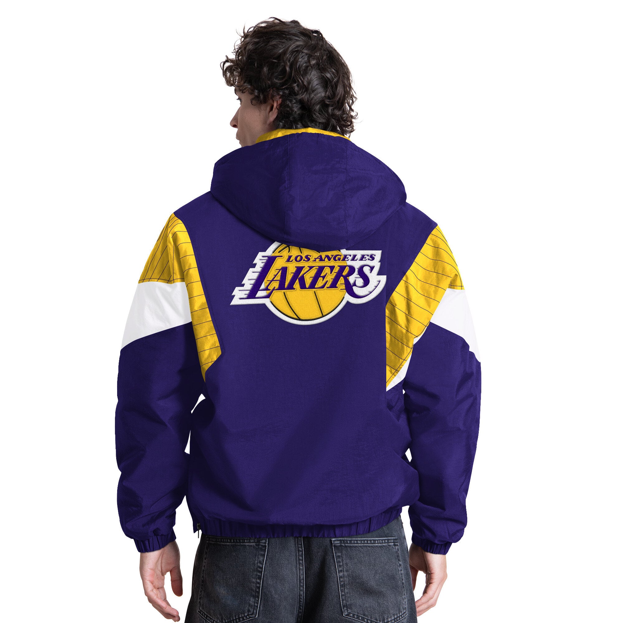 Veste à capuche zippée demi-zip Starter violette pour homme, Los Angeles Lakers