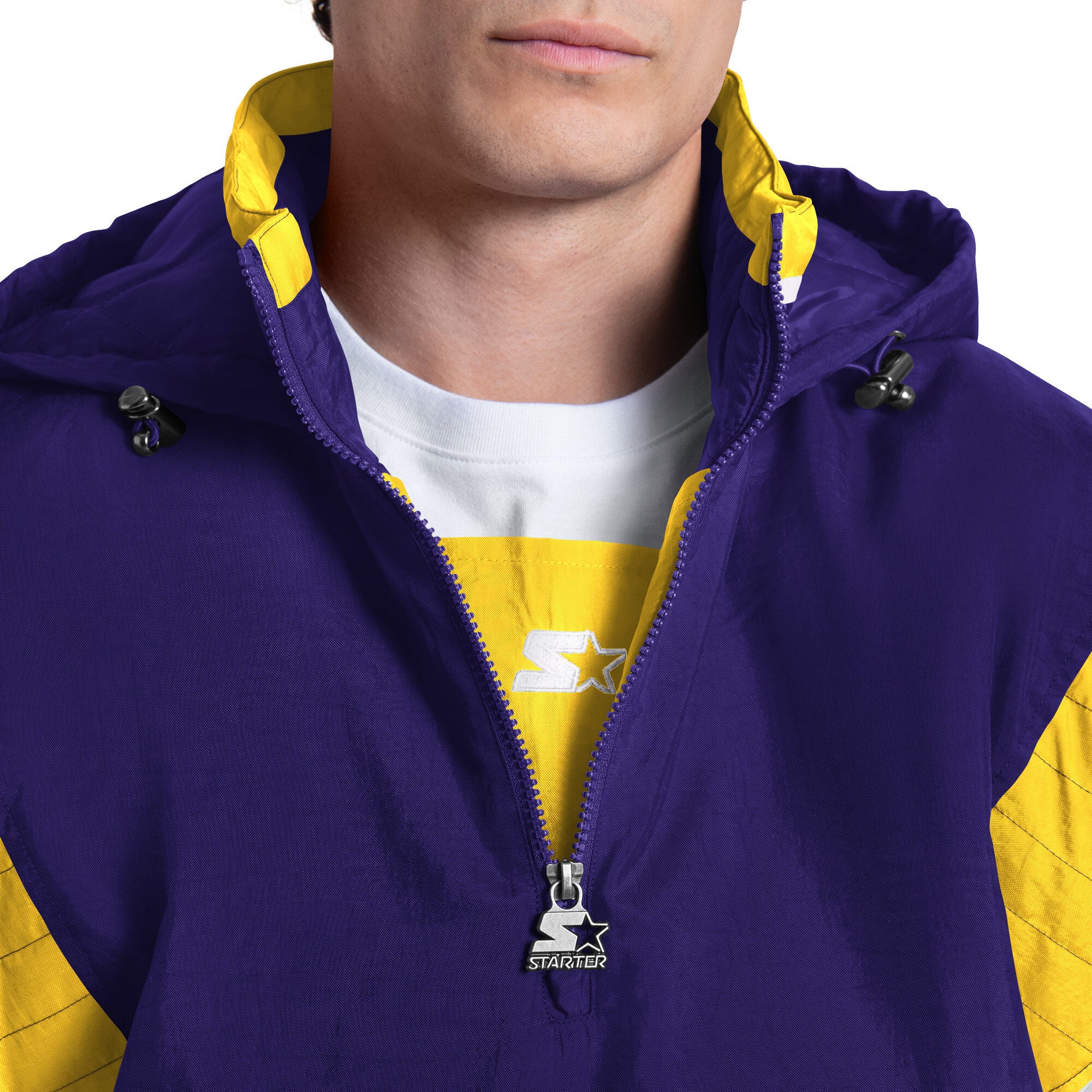 Veste à capuche zippée demi-zip Starter violette pour homme, Los Angeles Lakers