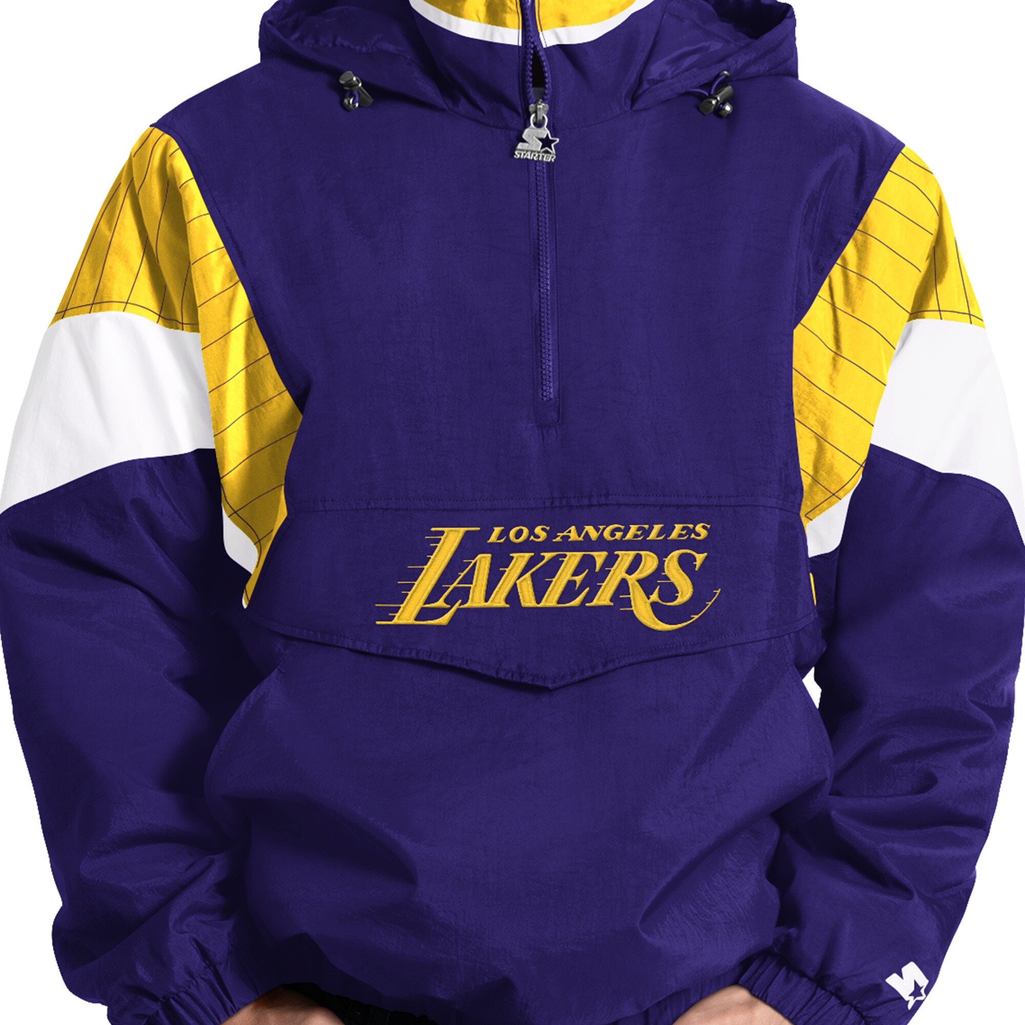Veste à capuche zippée demi-zip Starter violette pour homme, Los Angeles Lakers