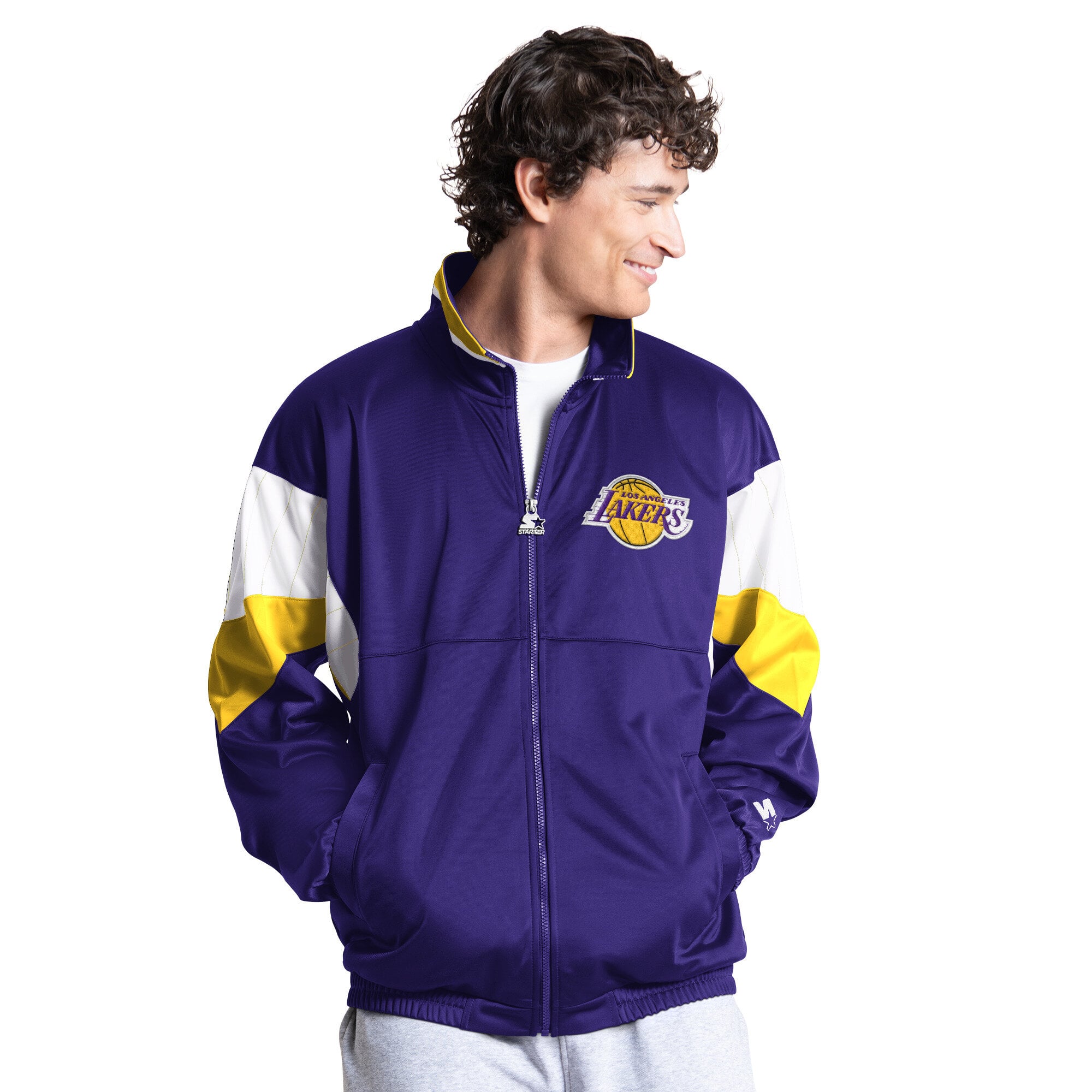 Veste de survêtement zippée intégrale Starter violette Los Angeles Lakers Legacy pour homme