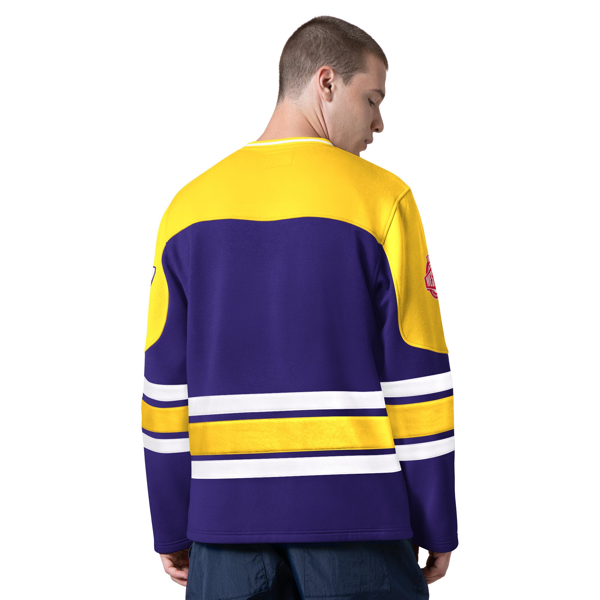 T-shirt à manches longues et col en V Starter violet Los Angeles Lakers pour homme