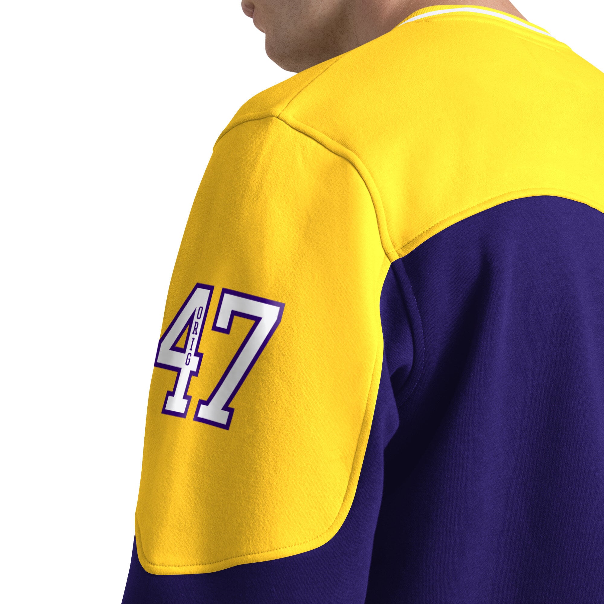 T-shirt à manches longues et col en V Starter violet Los Angeles Lakers pour homme