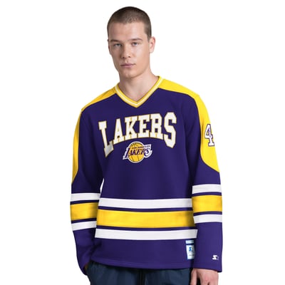Los Angeles Lakers Starter Puck Drop Long Sleeve V-Neck T-Shirt - Purple
