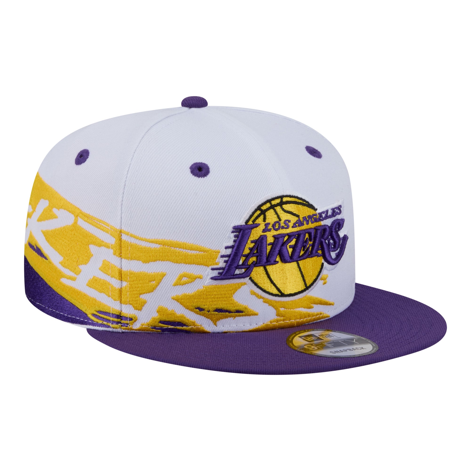 Men's Los Angeles Lakers New Era White/Purple Swept 9FIFTY Snapback Hat