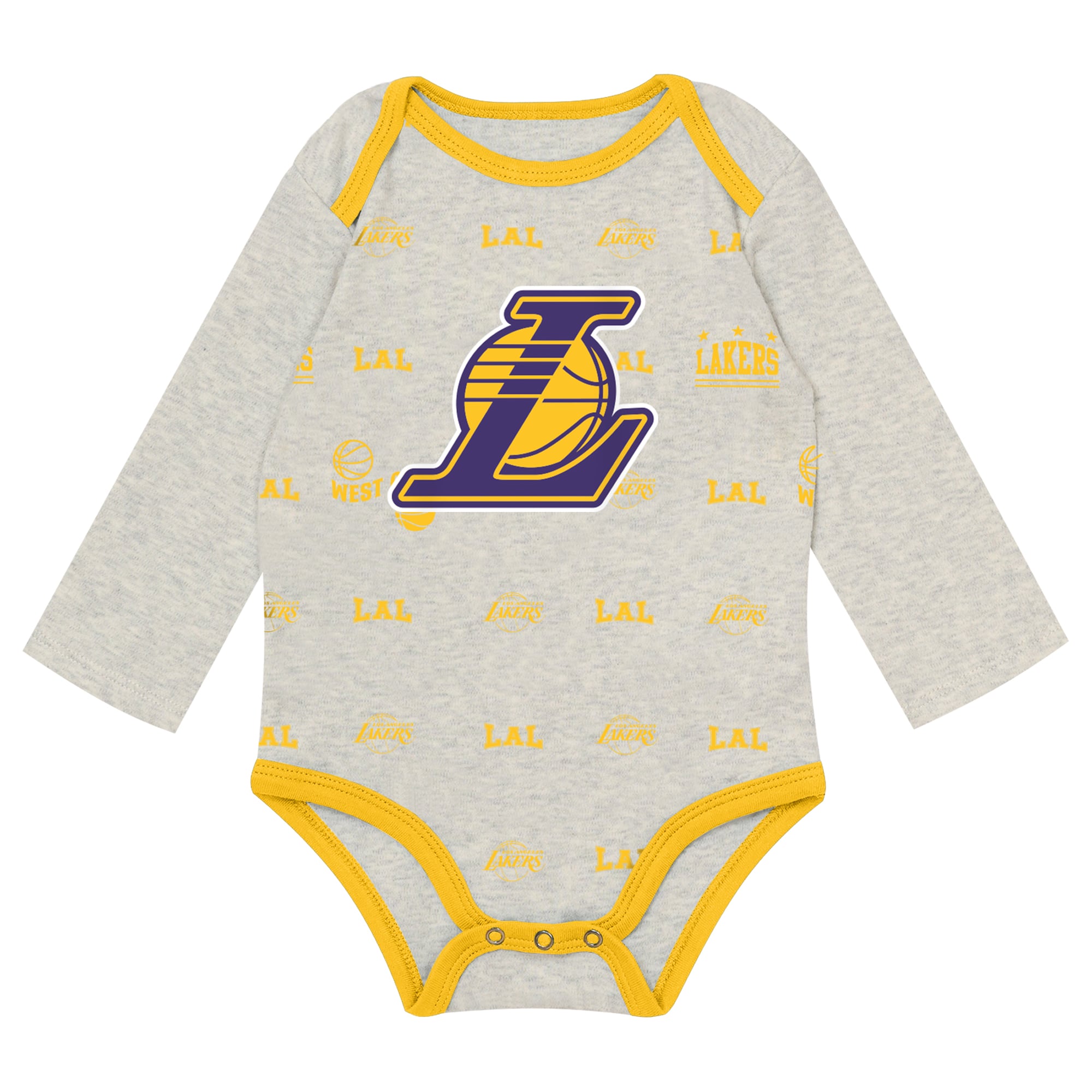 Ensemble body, pantalon et bonnet à revers Outerstuff Los Angeles Lakers pour nouveau-né bébé