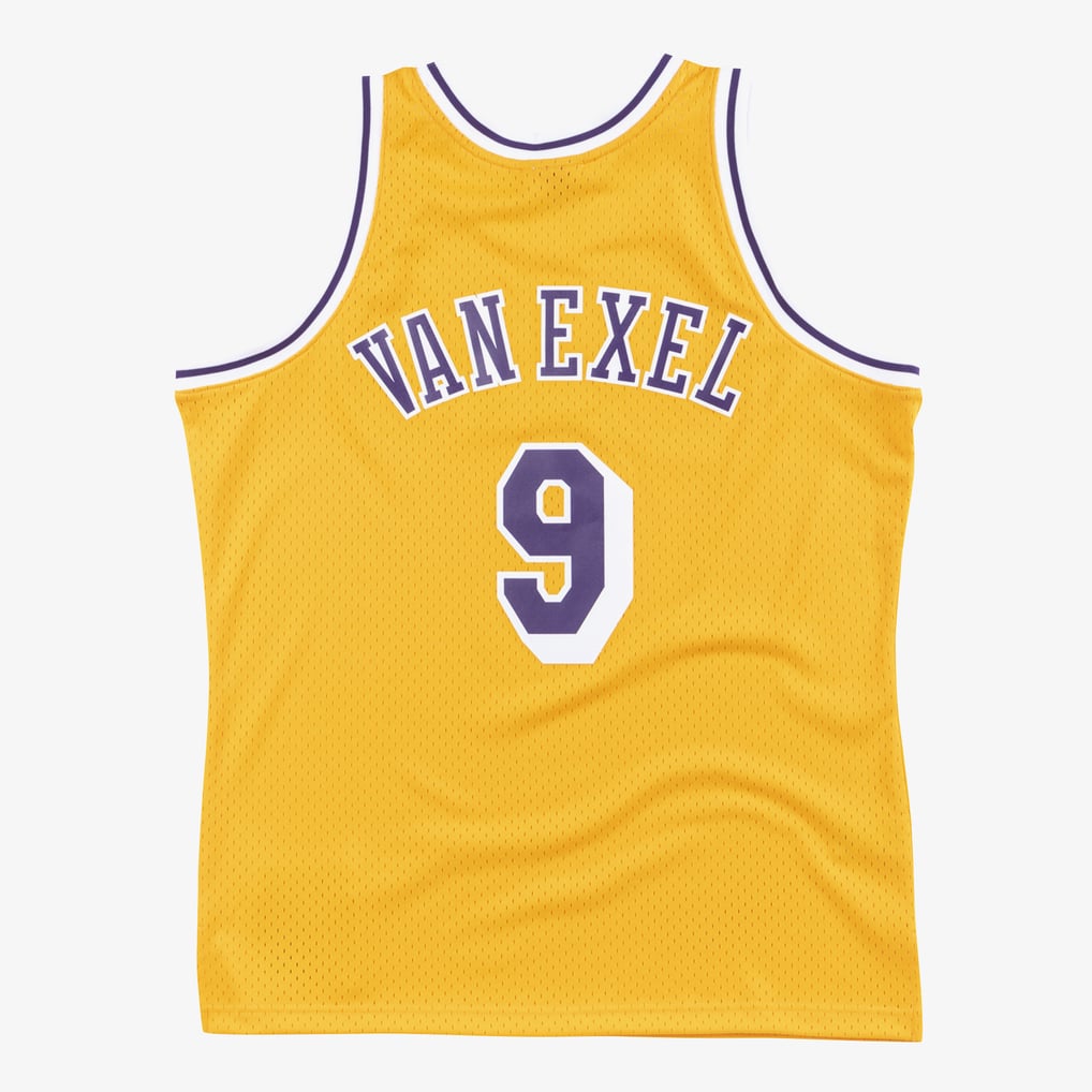 Men's Nick Van Exel Gold Los Angeles Lakers 1996/97 Hardwood Classics Swingman Player Jersey