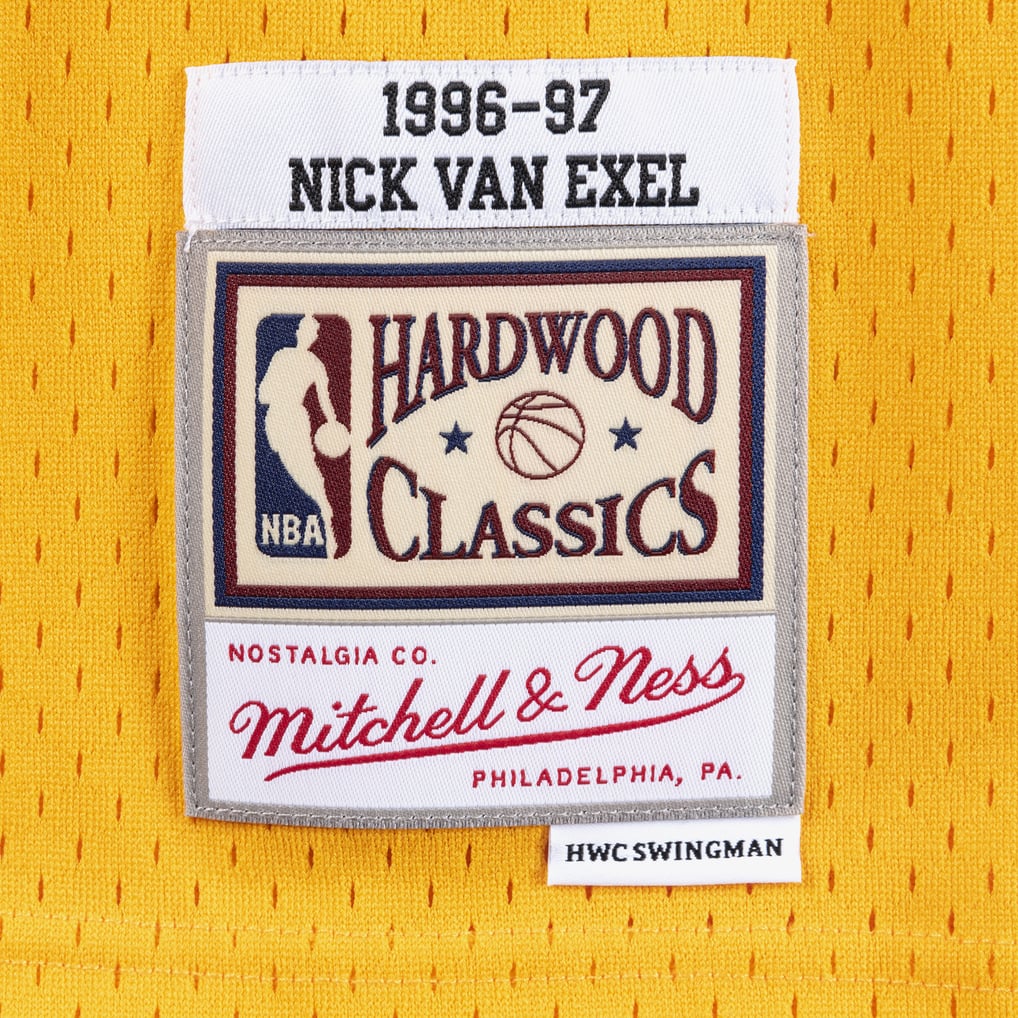 Men's Nick Van Exel Gold Los Angeles Lakers 1996/97 Hardwood Classics Swingman Player Jersey