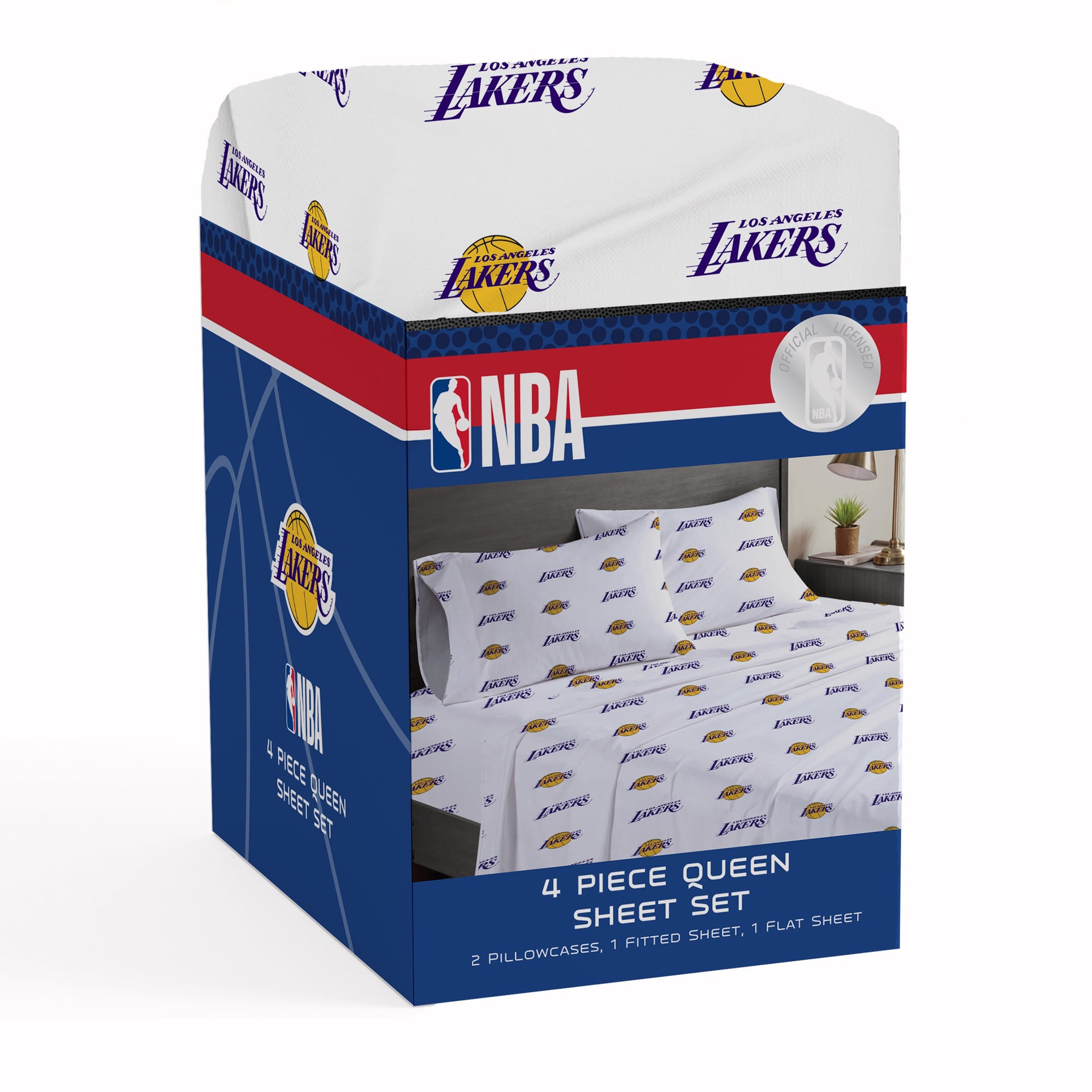 Pegasus Los Angeles Lakers Four-Piece Queen Sheet Set