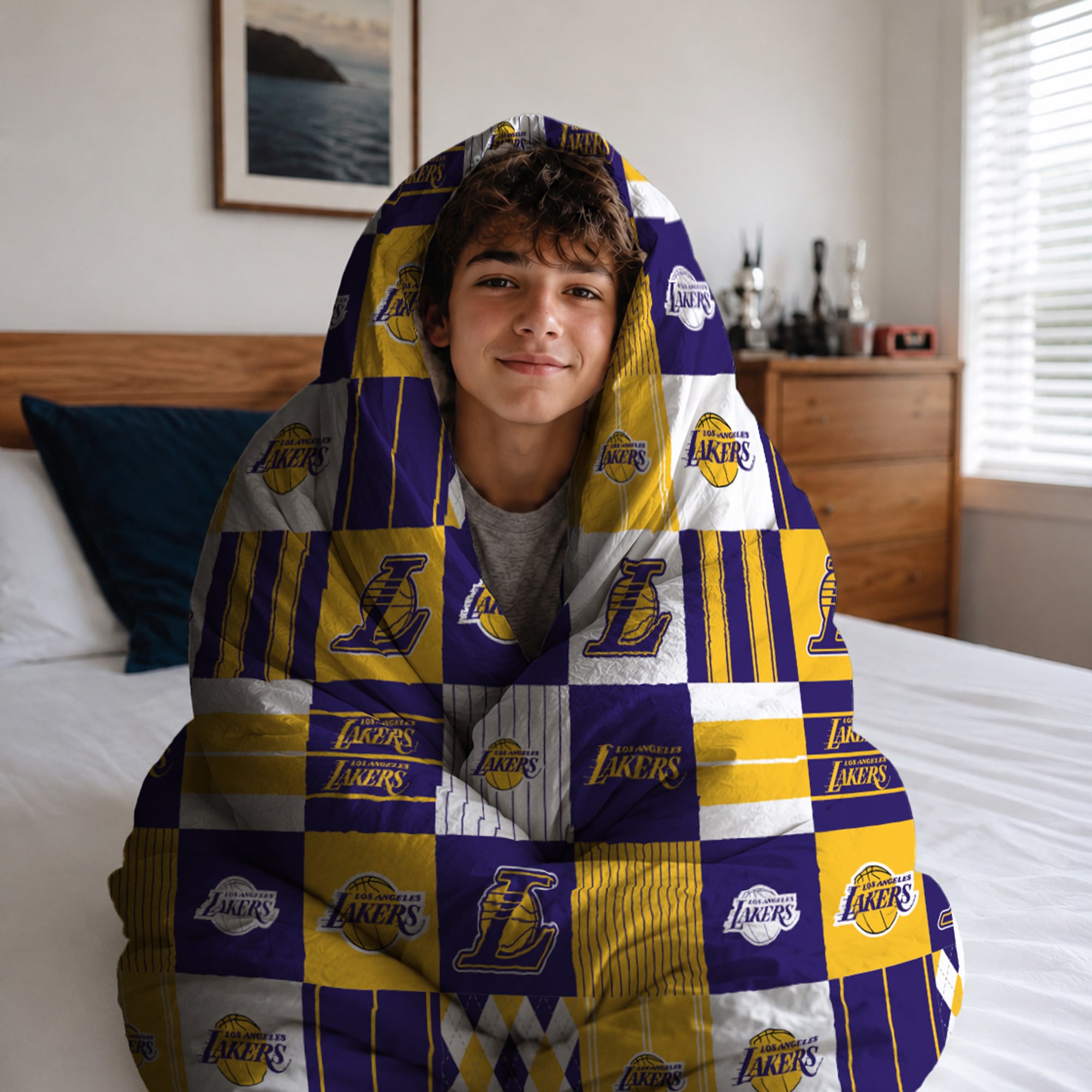 Ensemble de literie deux pièces Pegasus Los Angeles Lakers Patchwork Plaid Twin/Twin XL